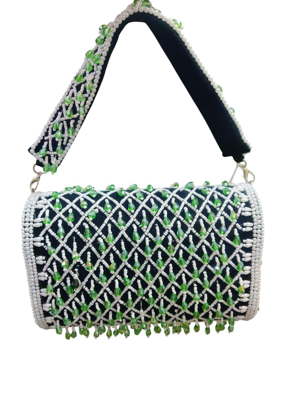 Green Crystal Drop Flap Bag