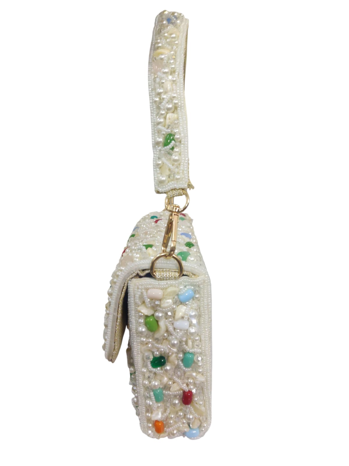 White Beaded Flap Bag