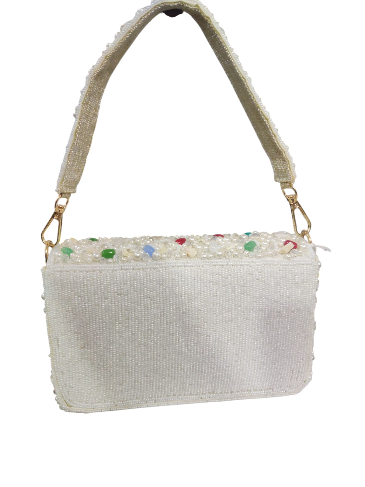 White Beaded Flap Bag