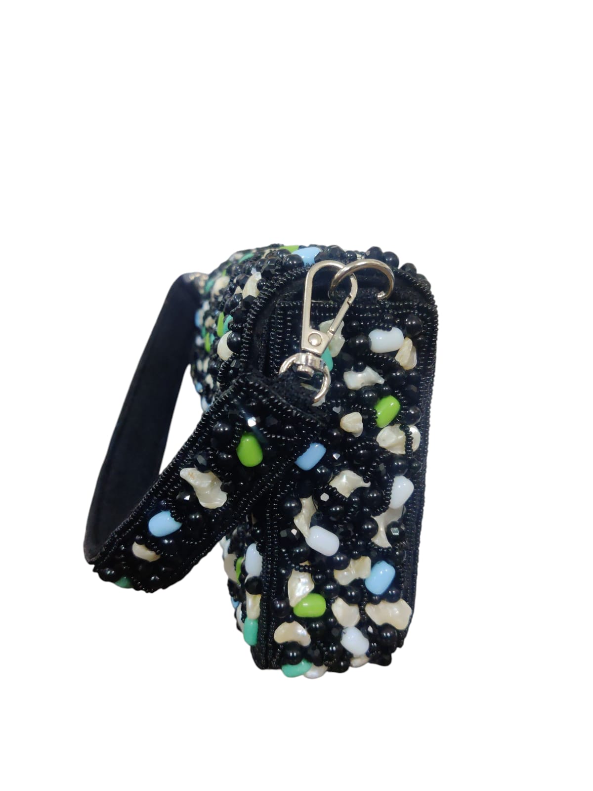 Black Beaded Flap Bag