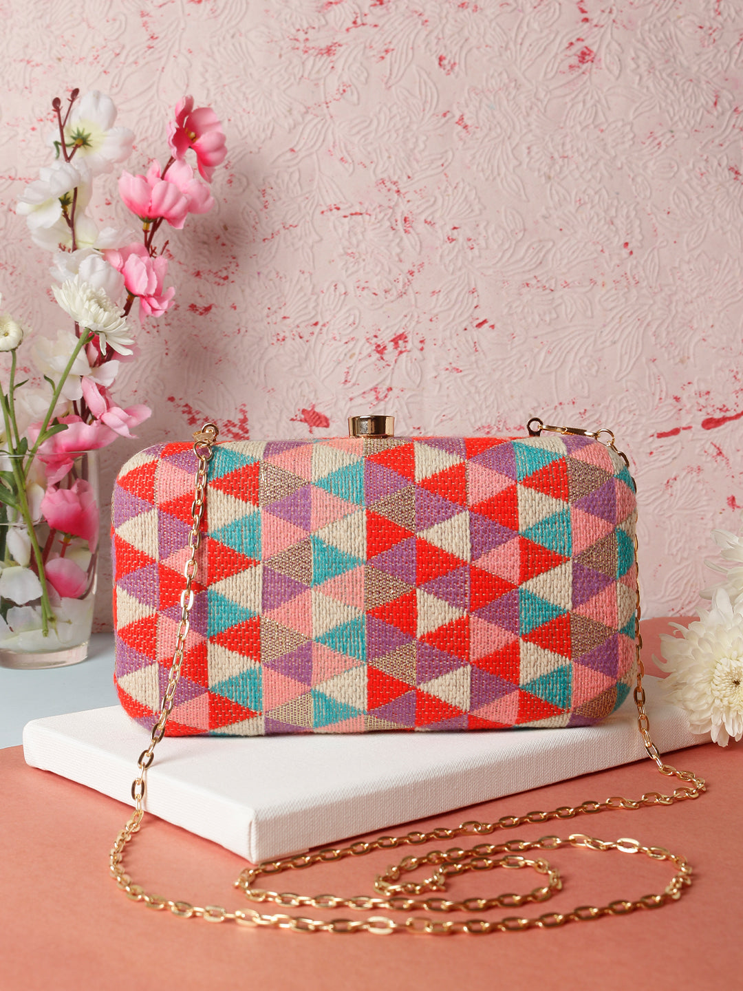 Swisni new golden half frame clutch bag