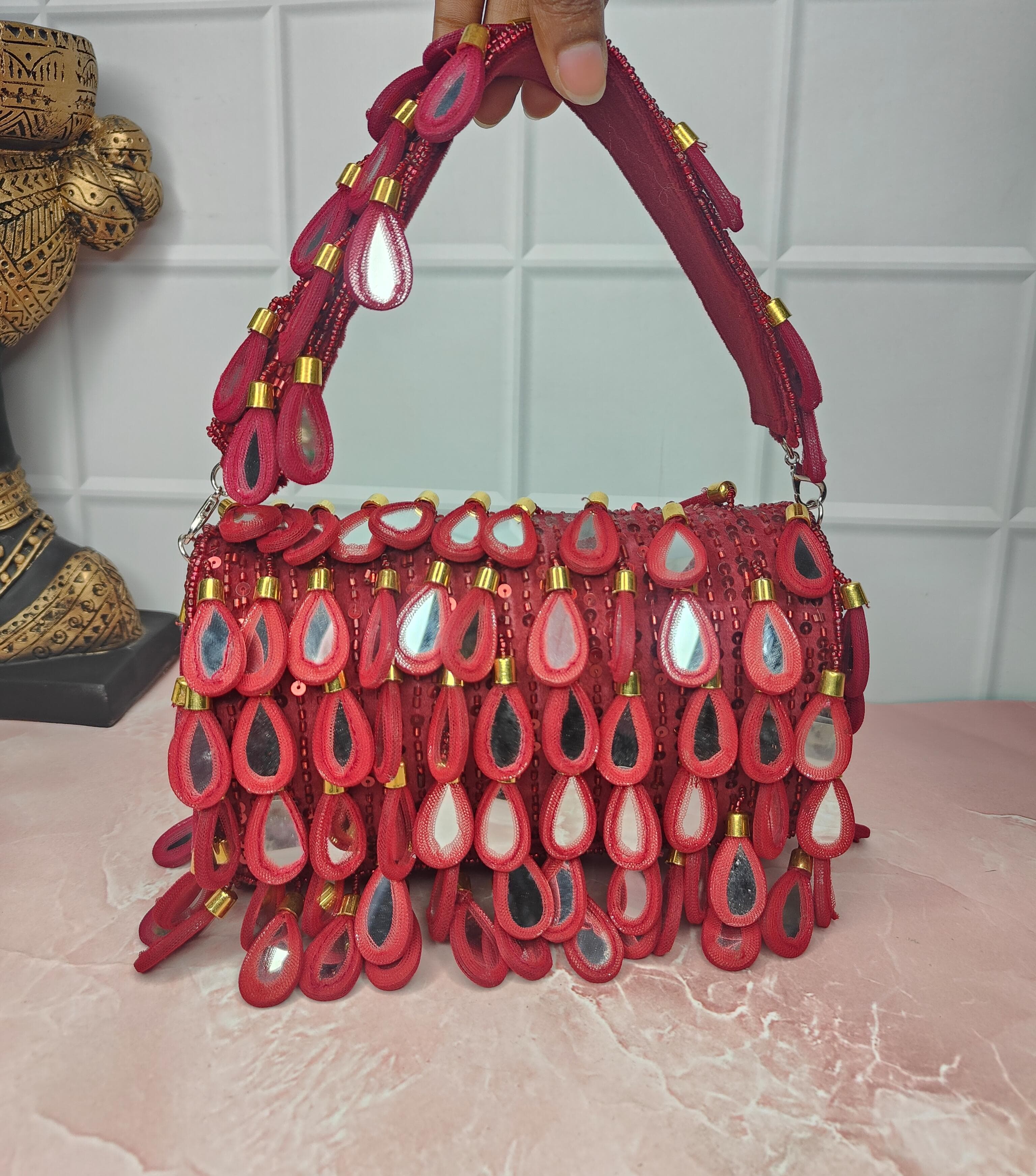 Red Mirror Flap Bag