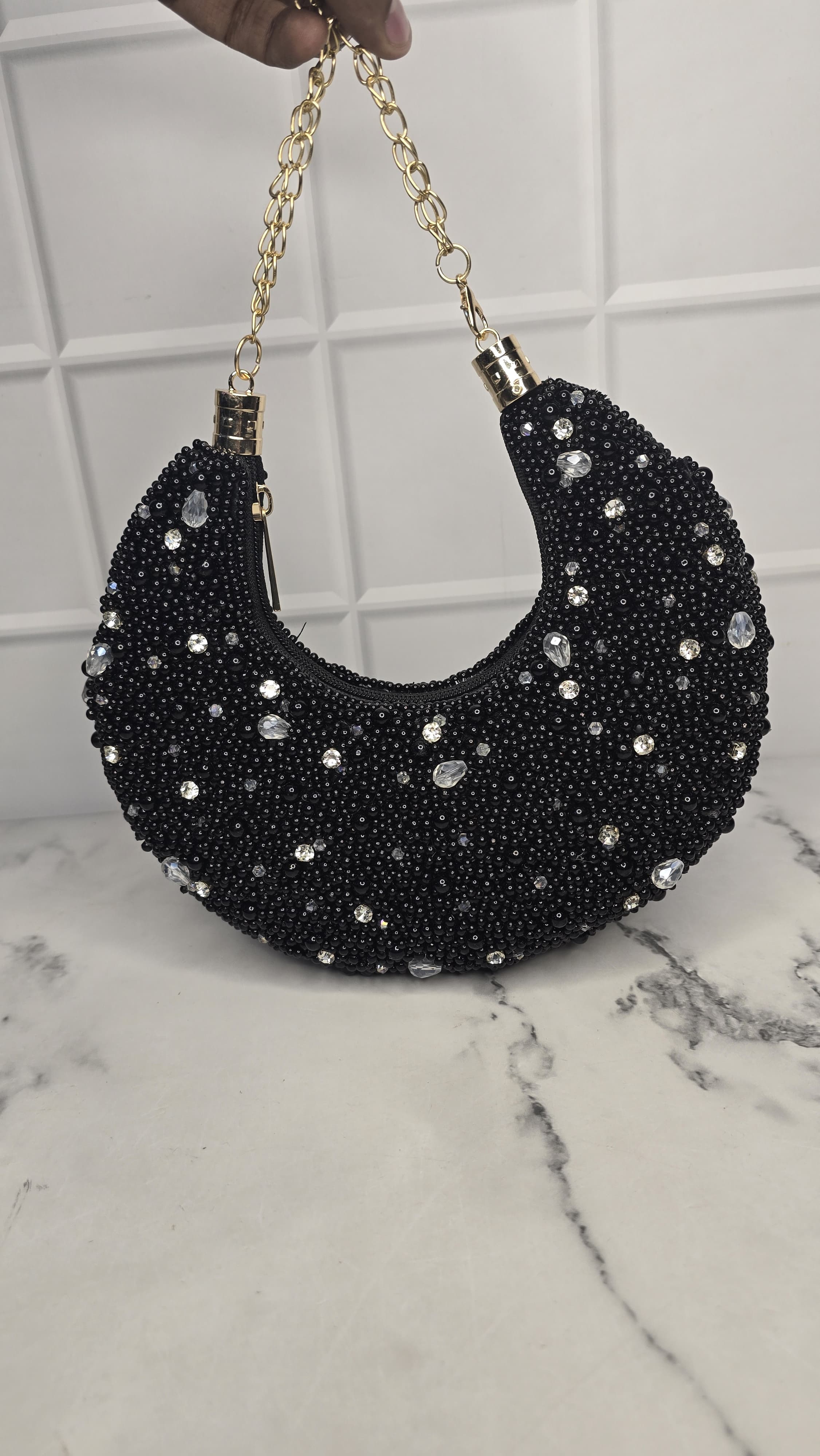 Embellished Moon Clutch
