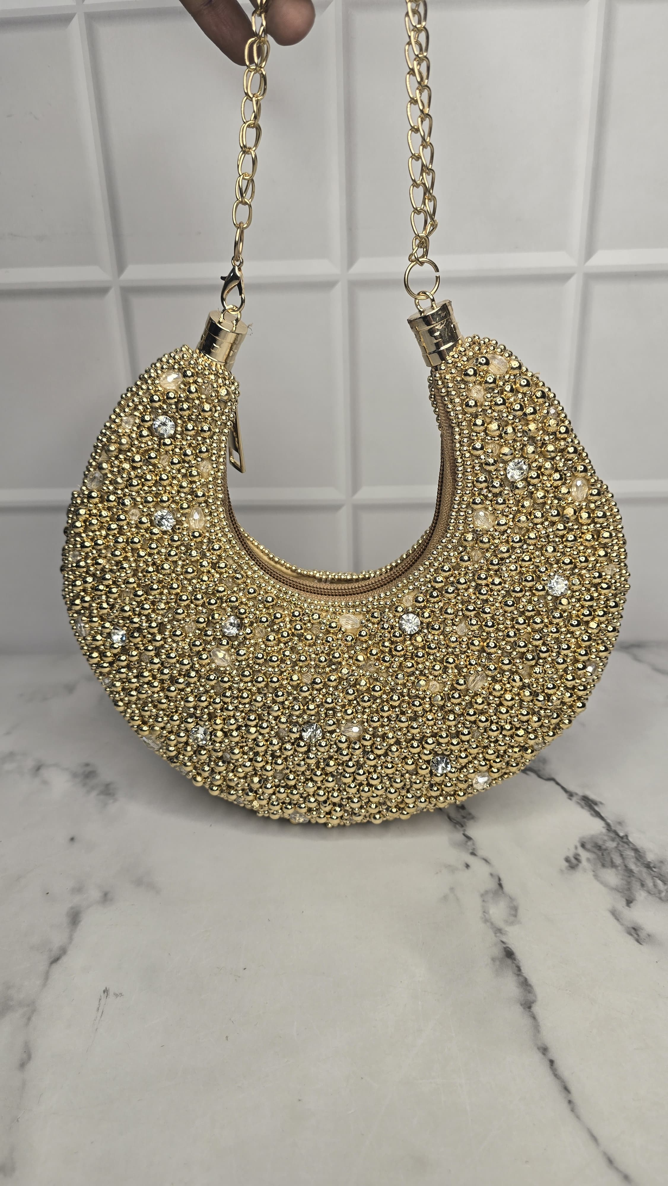 Embellished Moon Clutch