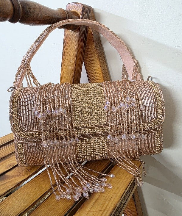 Rose Gold Crystal Flap Bag