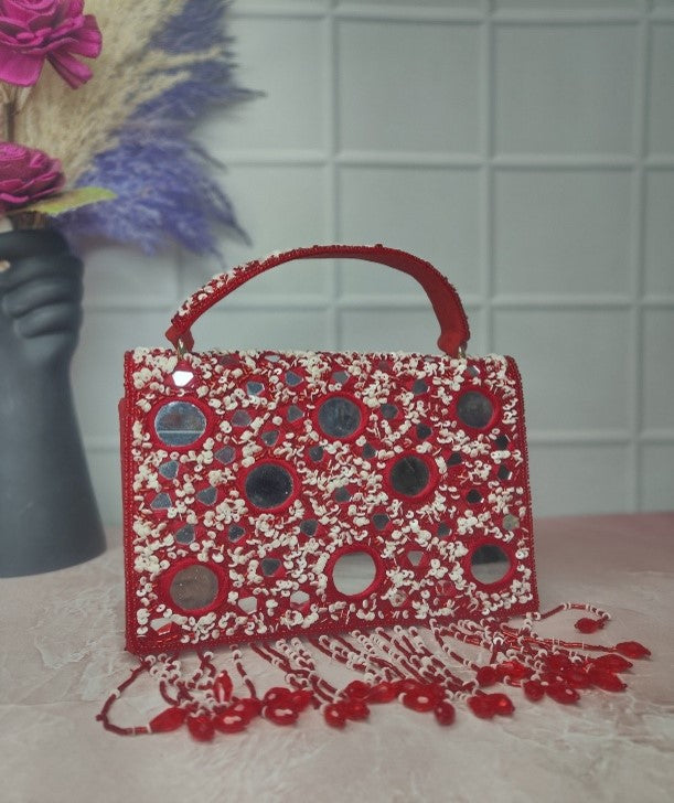 Red Mirror Flap Bag
