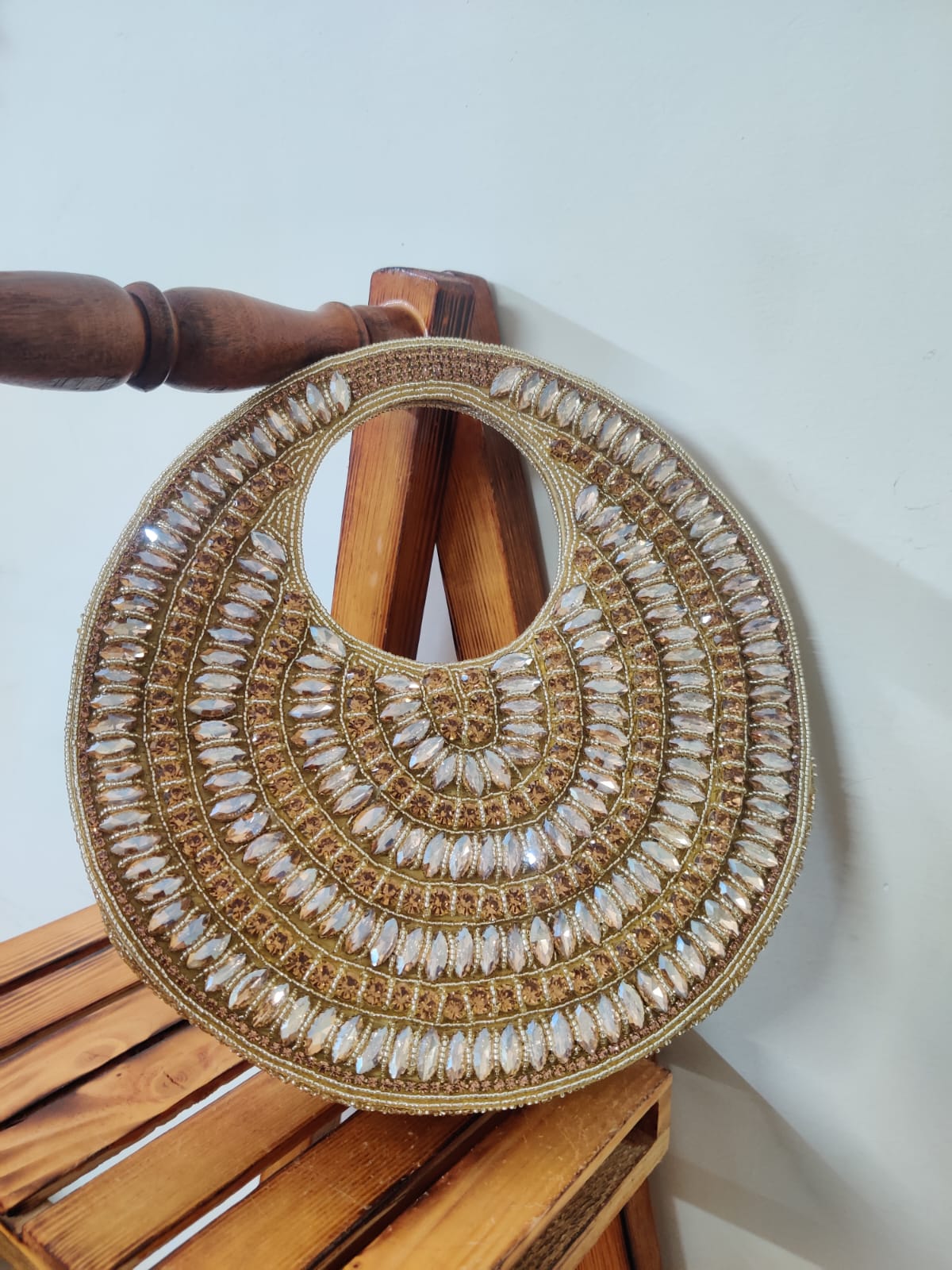 Crystal Rounded Shape Clutch