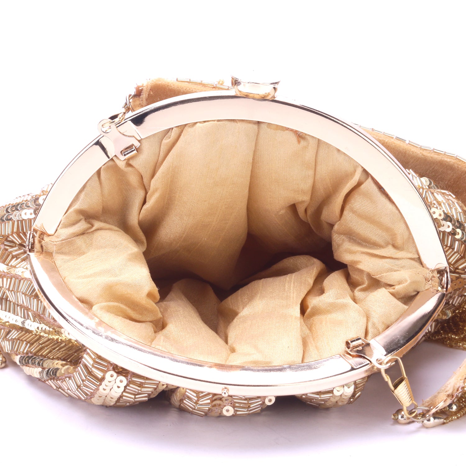 sequins tassel gold batua clutch