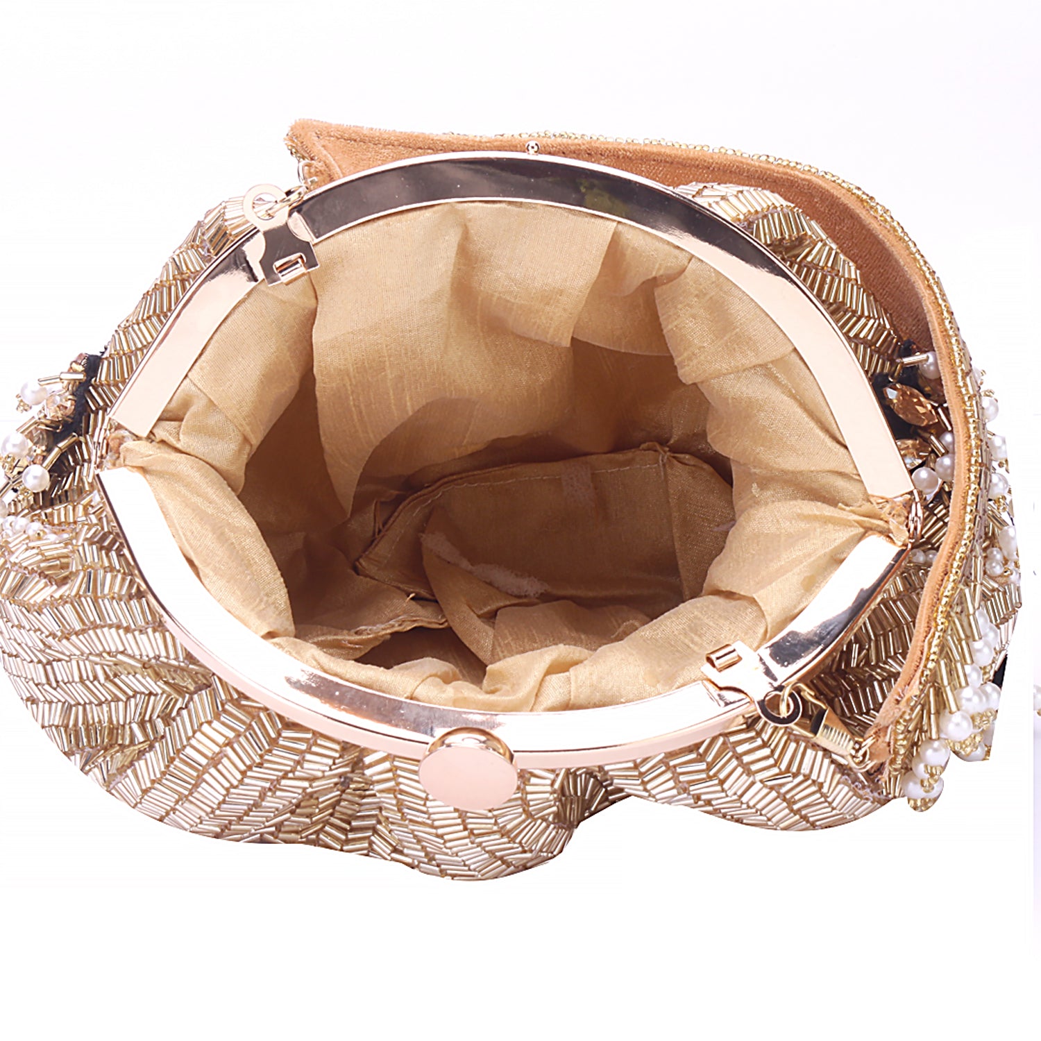 gold brooch designer batua clutch