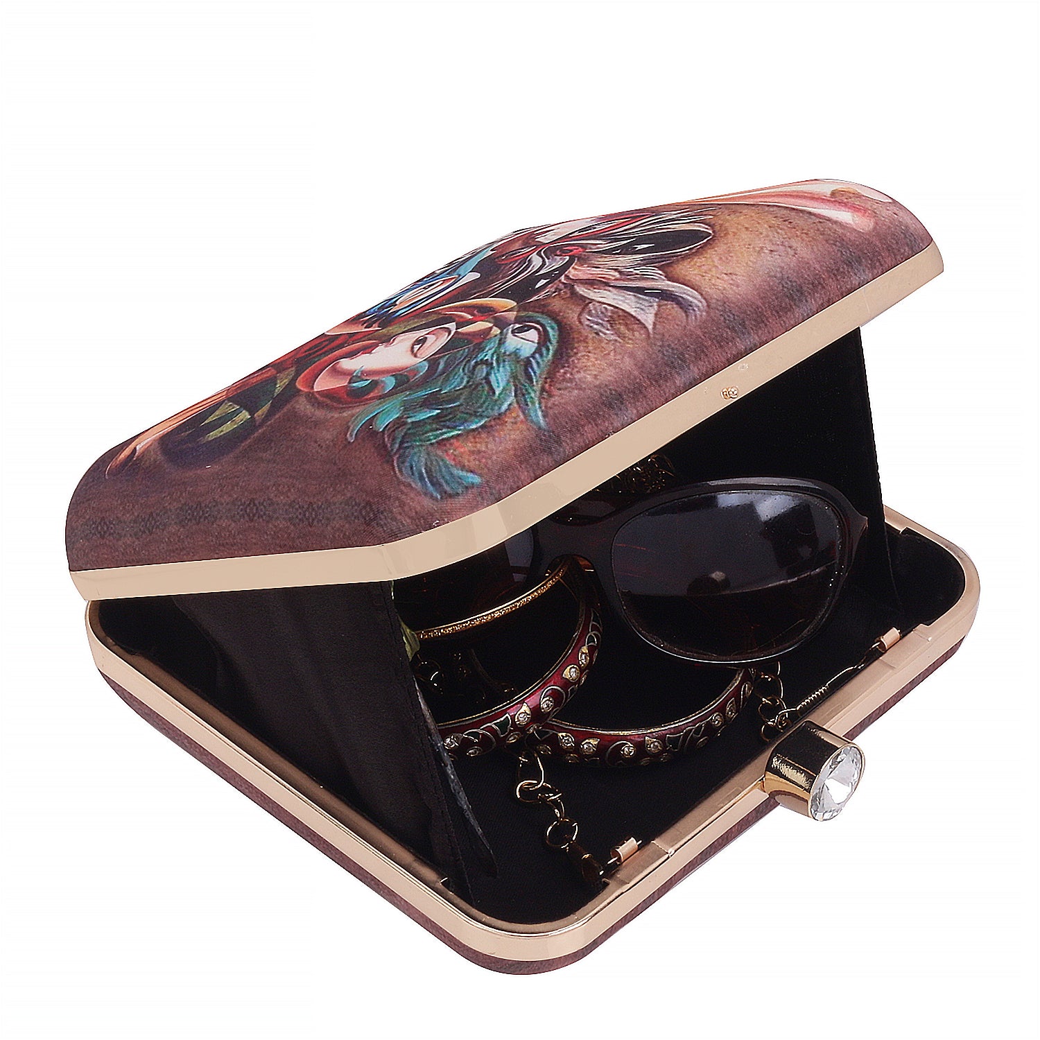 3D digital print casual box clutch