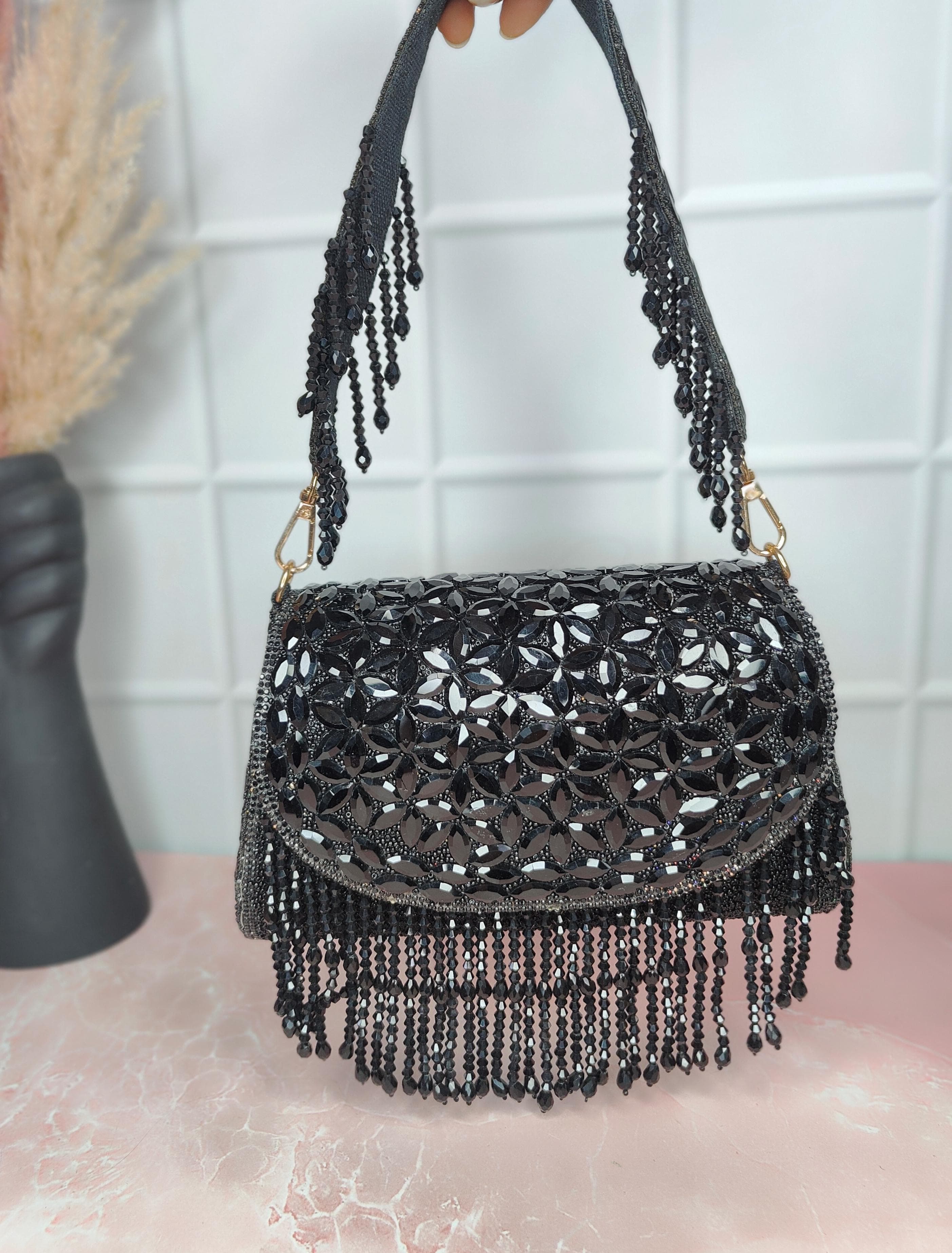 Heavy Crystal Flap Bag