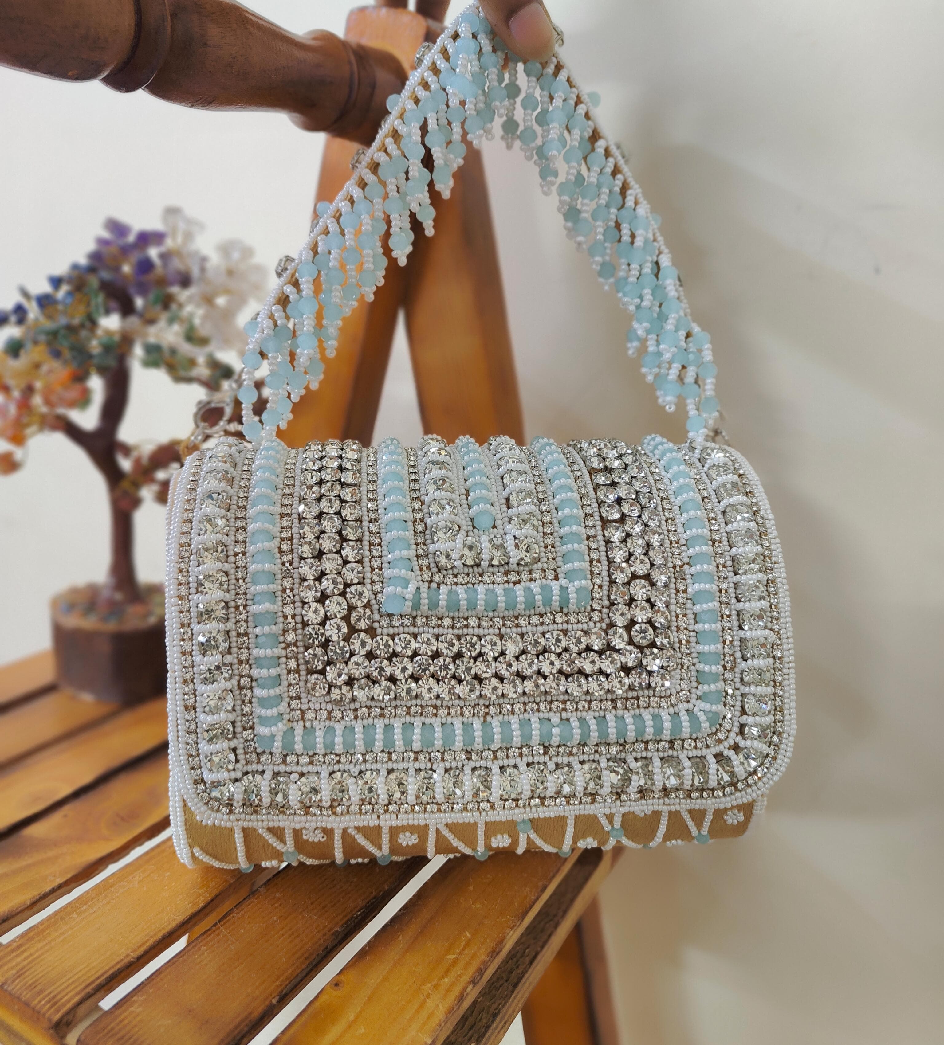 Golden Crystal Flap Bag