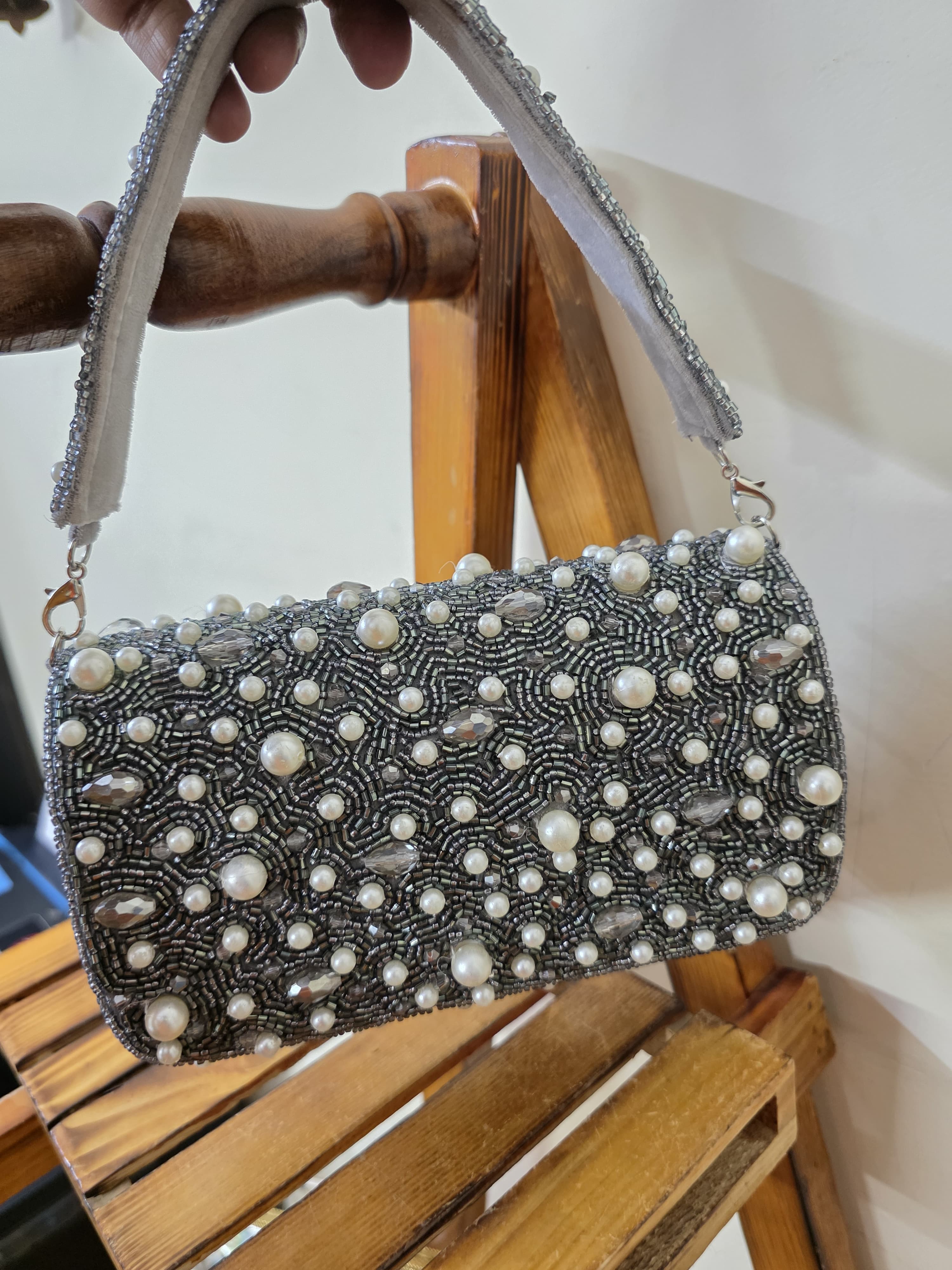 Gray Pearl flap Bag