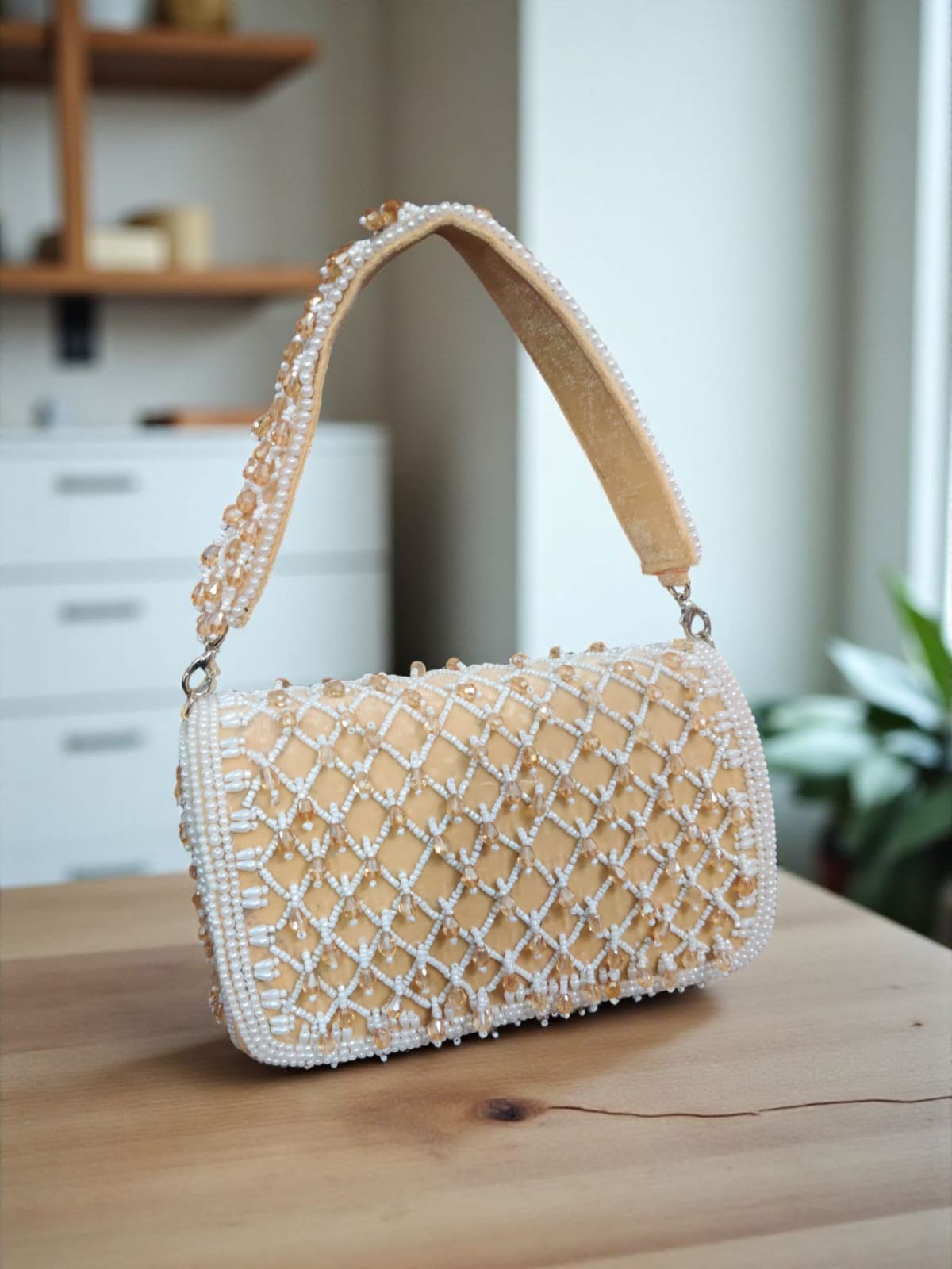 Golden Crystal Drop Flap Bag