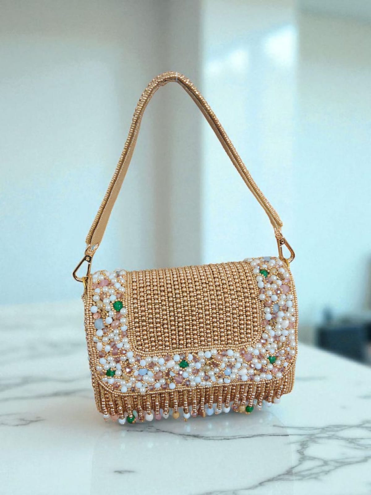 Embroidered Flap Bag