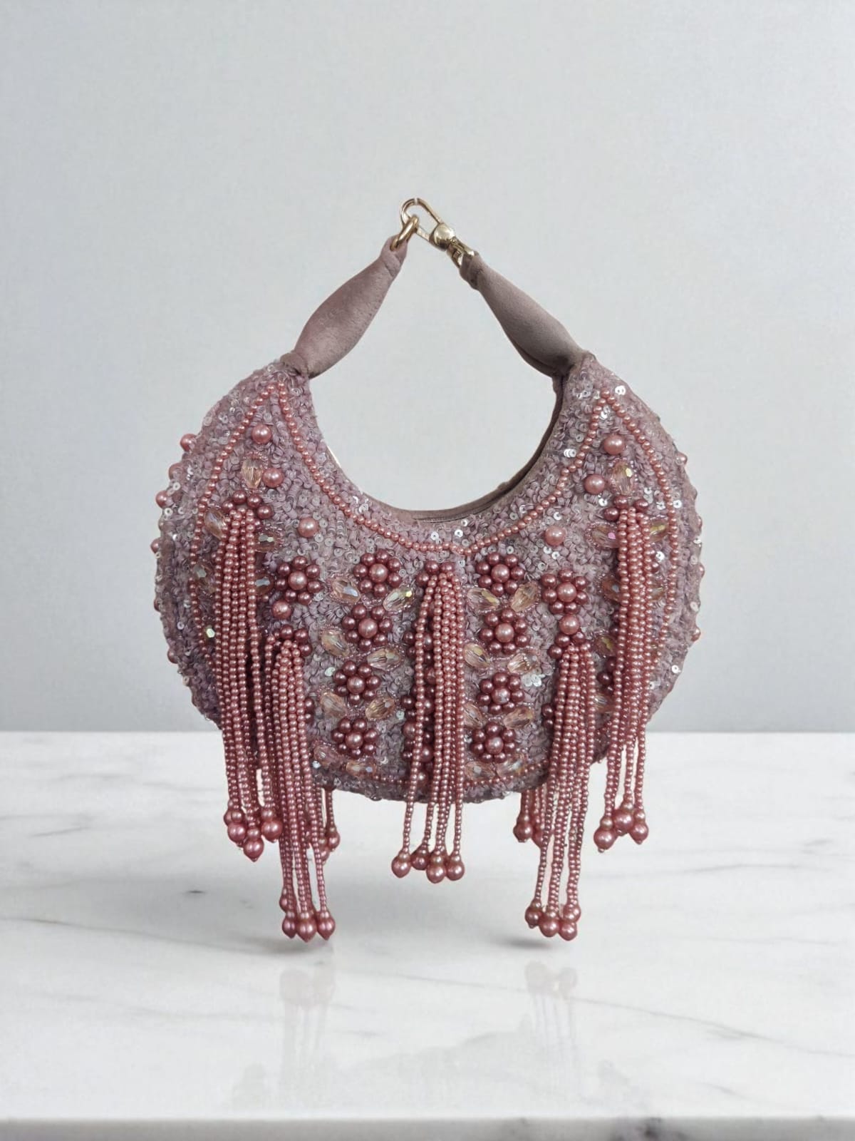 Embroidered Moon Clutch