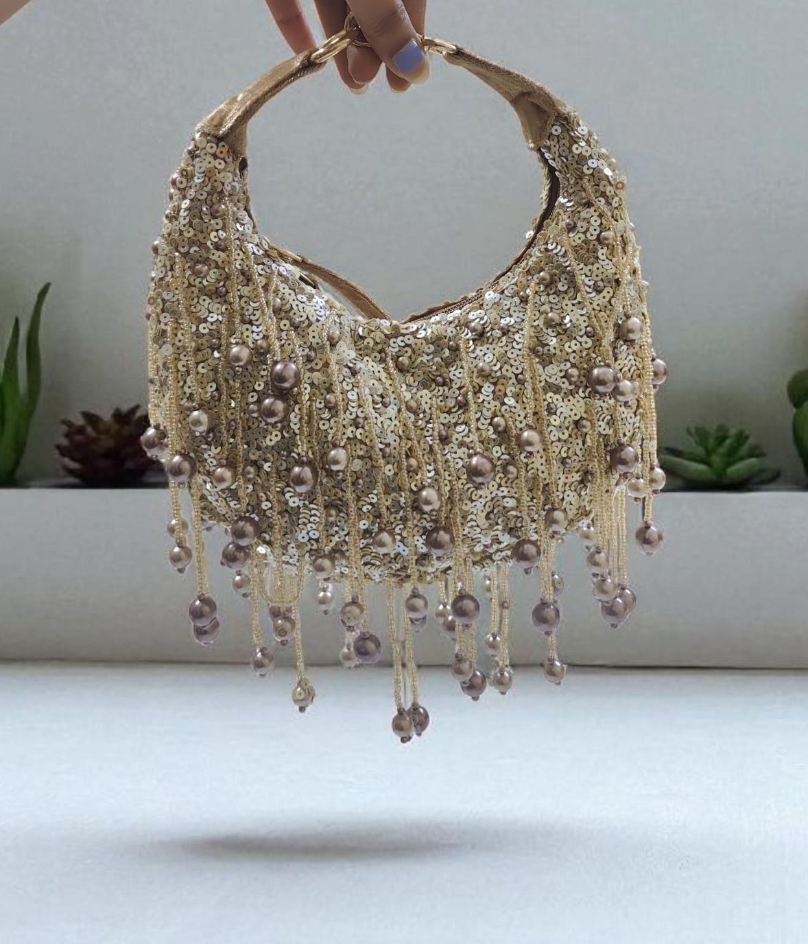 Dark Golden Pearl Moon clutch
