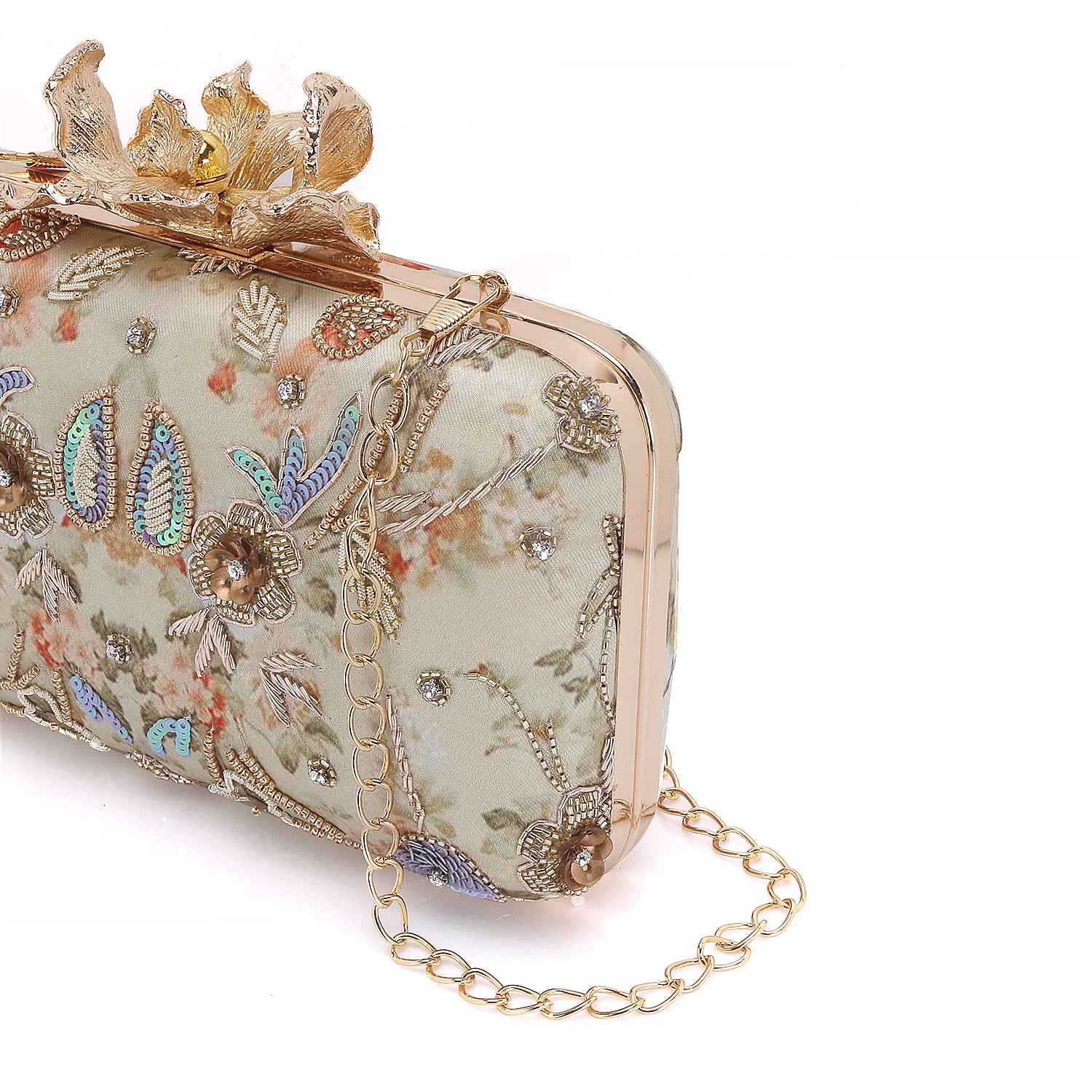 gorgeous handmade printed embroidery designer clutch