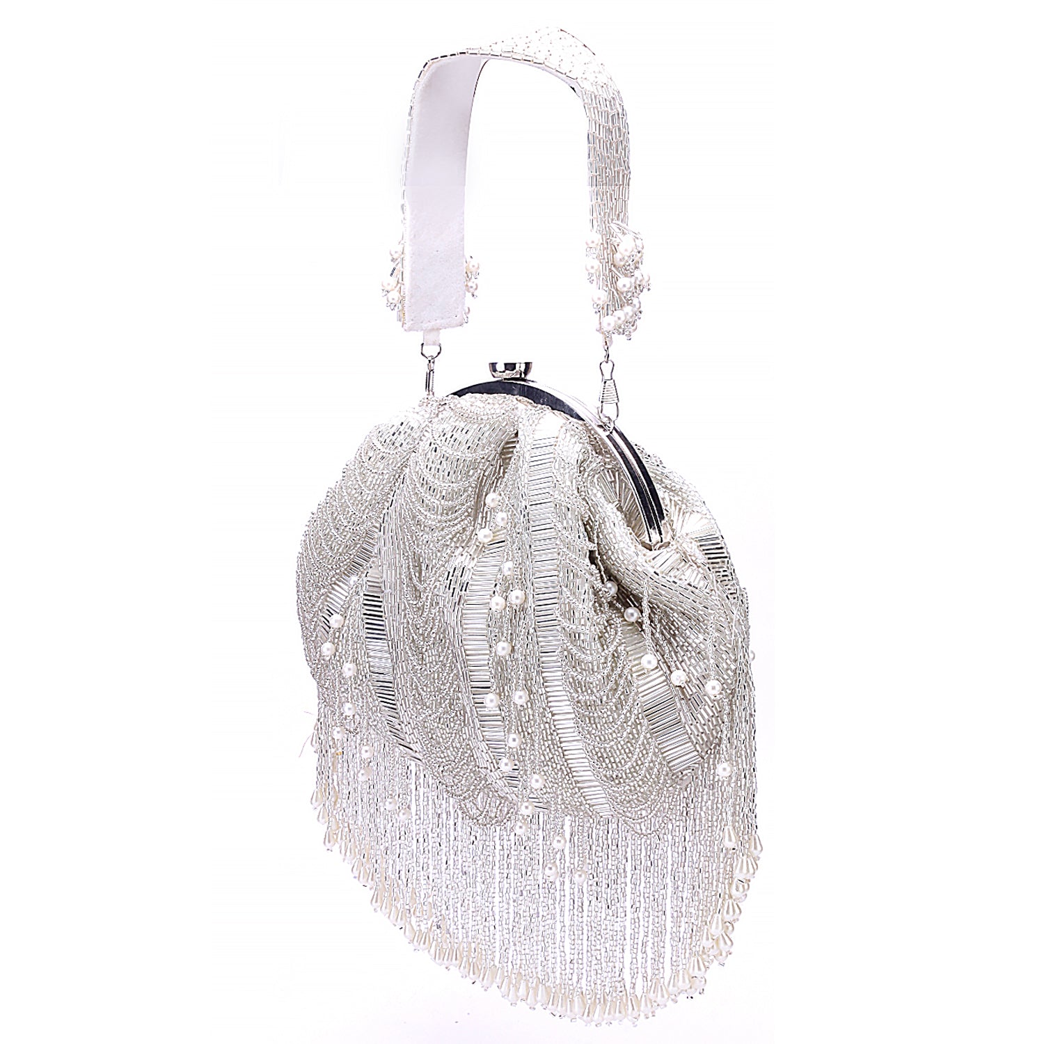 silver tassel batua clutch