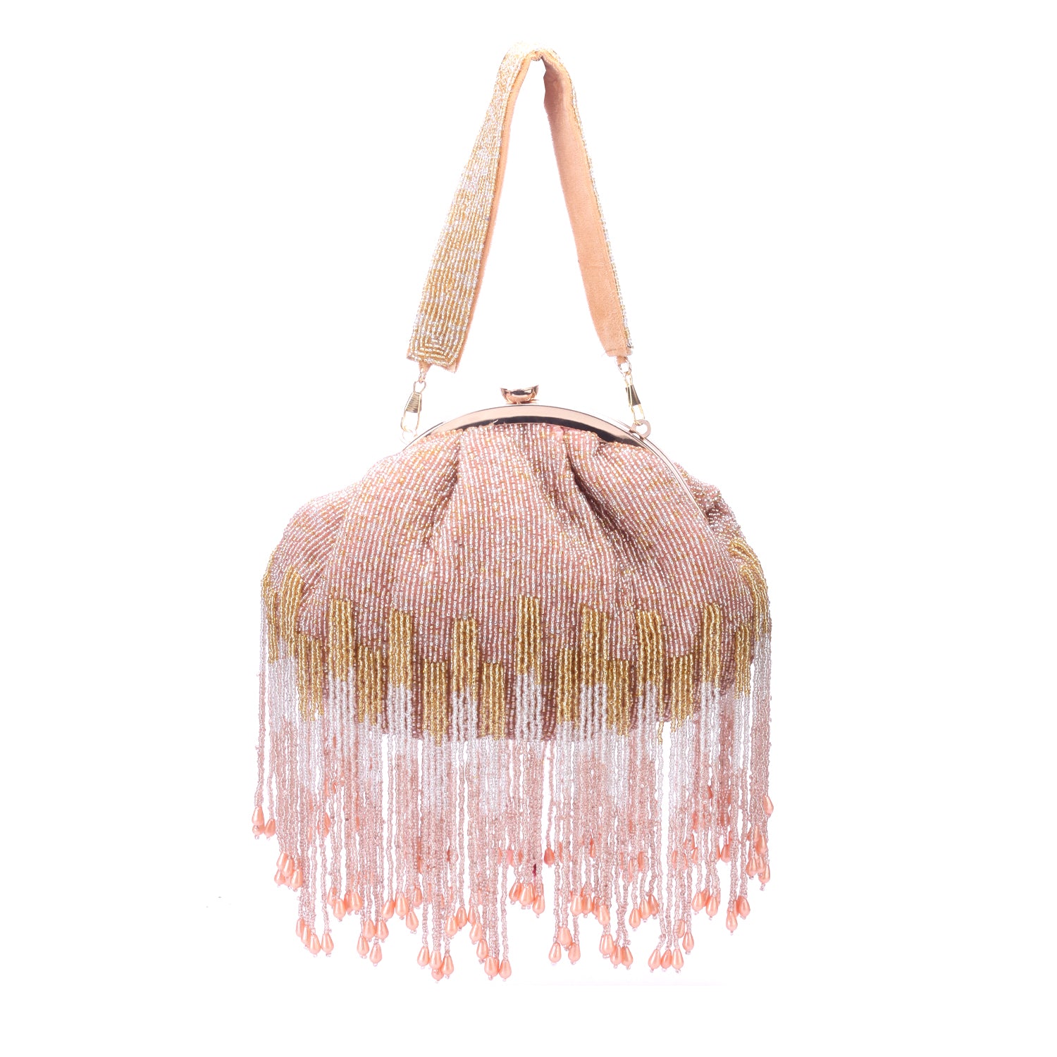 peachy tassel batua clutch