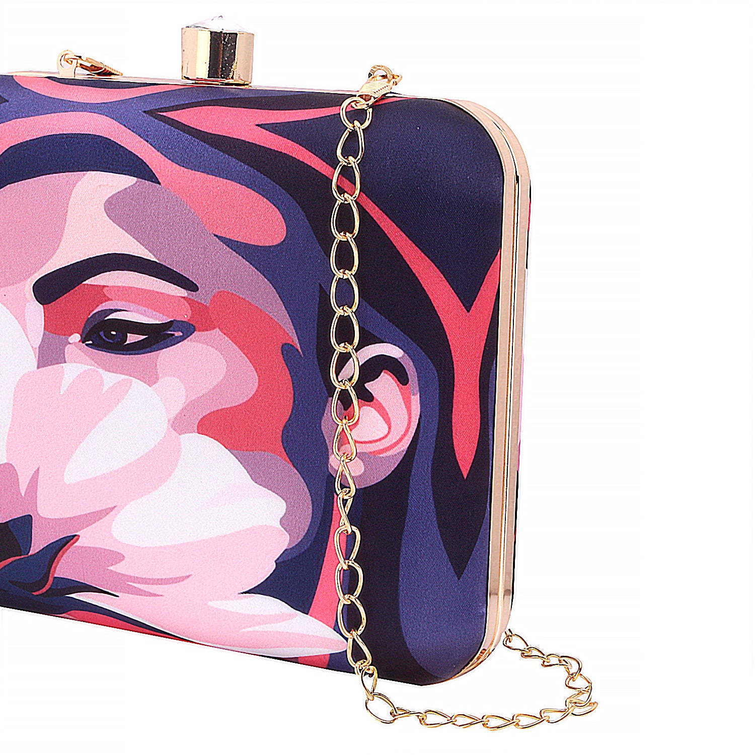 3D Design Hide Face Printed Box Clutch