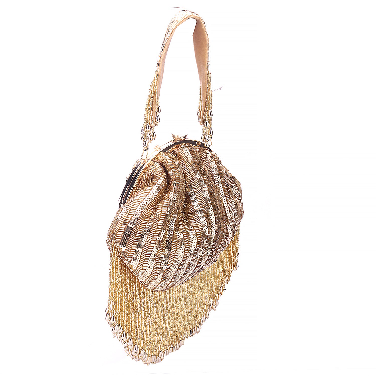 sequins tassel gold batua clutch
