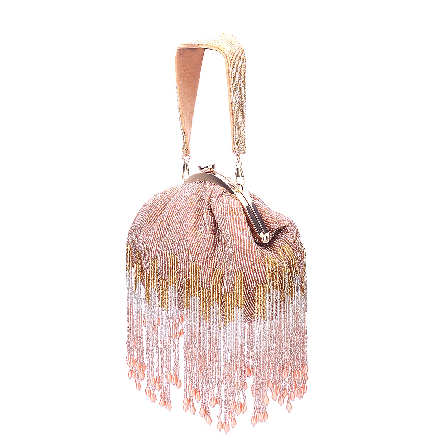 peachy tassel batua clutch