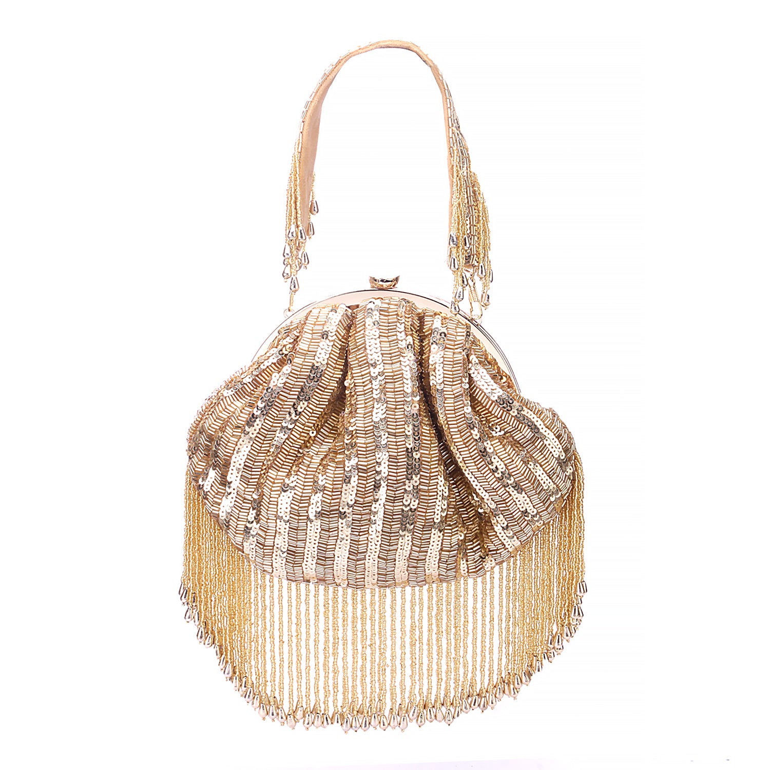 sequins tassel gold batua clutch