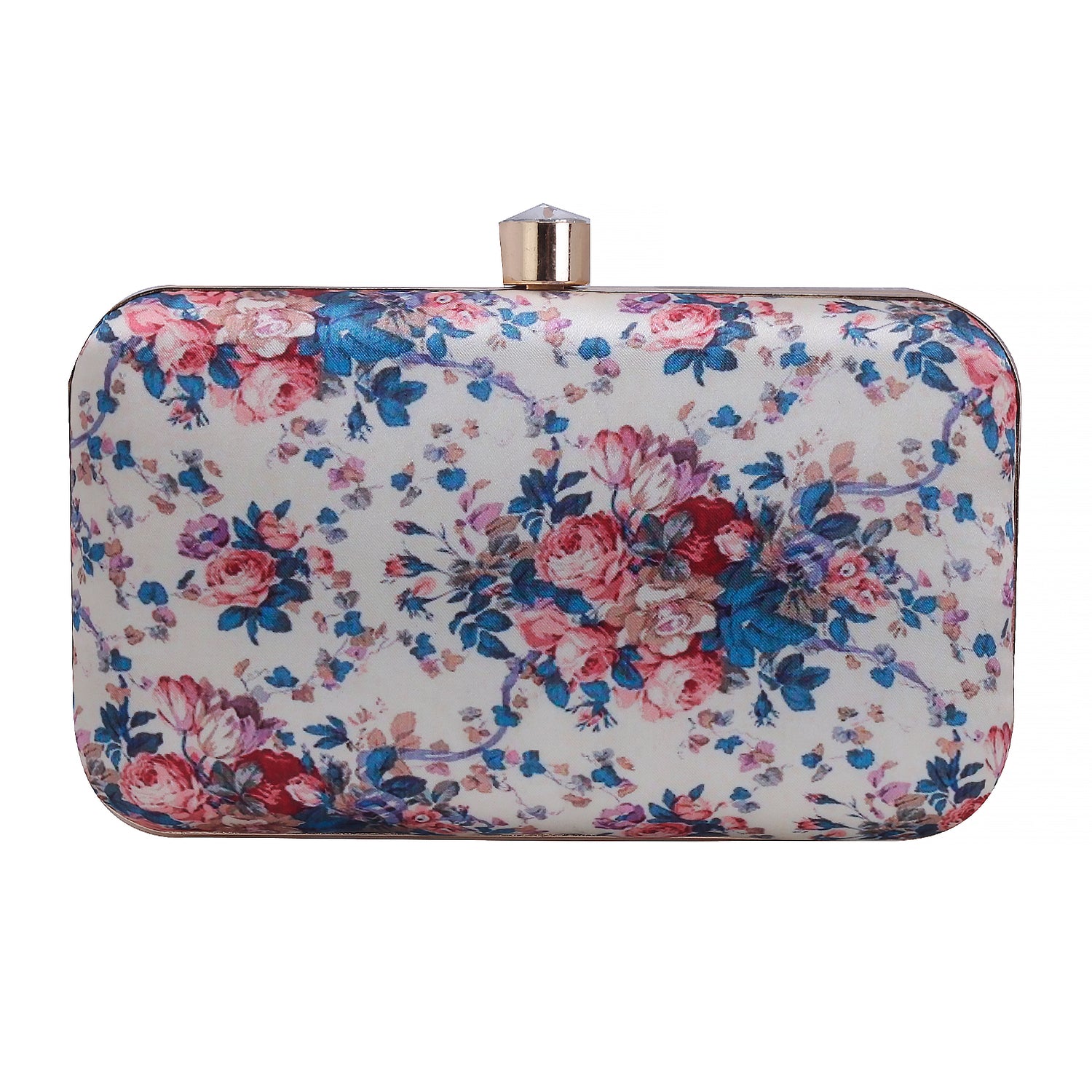 Swisni floral red-blue blended printed clutch