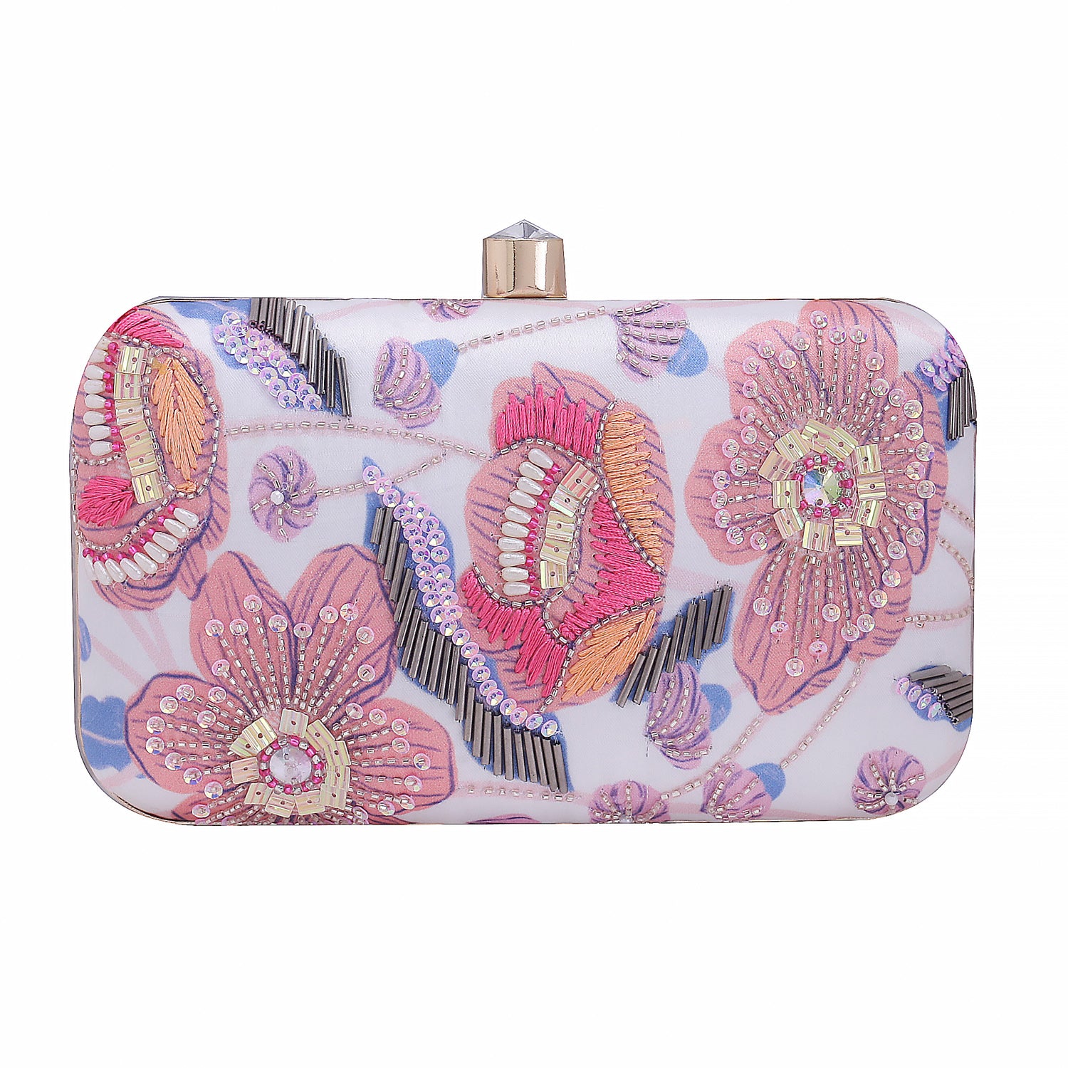 printed embroidered designer clutch