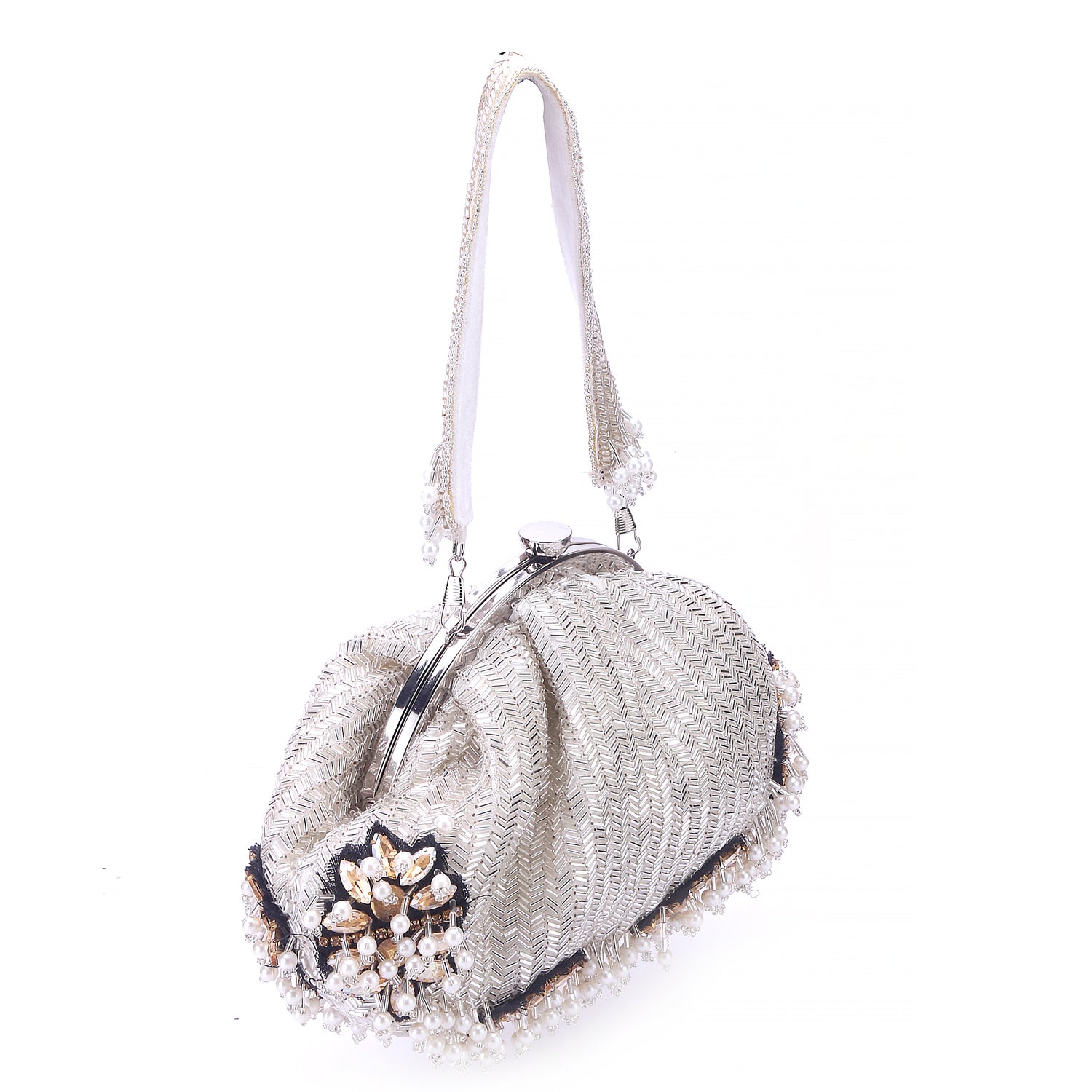 silver brooch design batua clutch