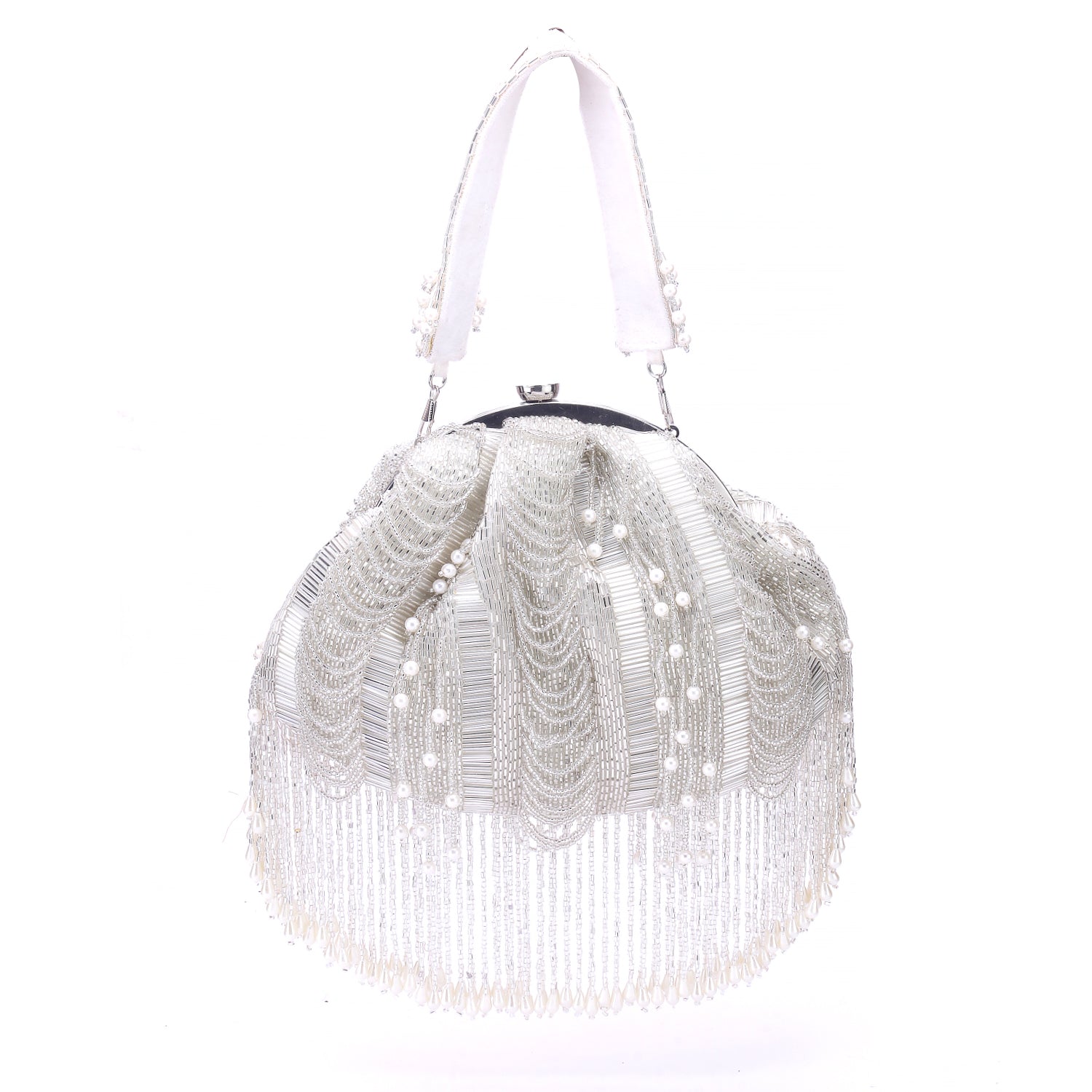 silver tassel batua clutch