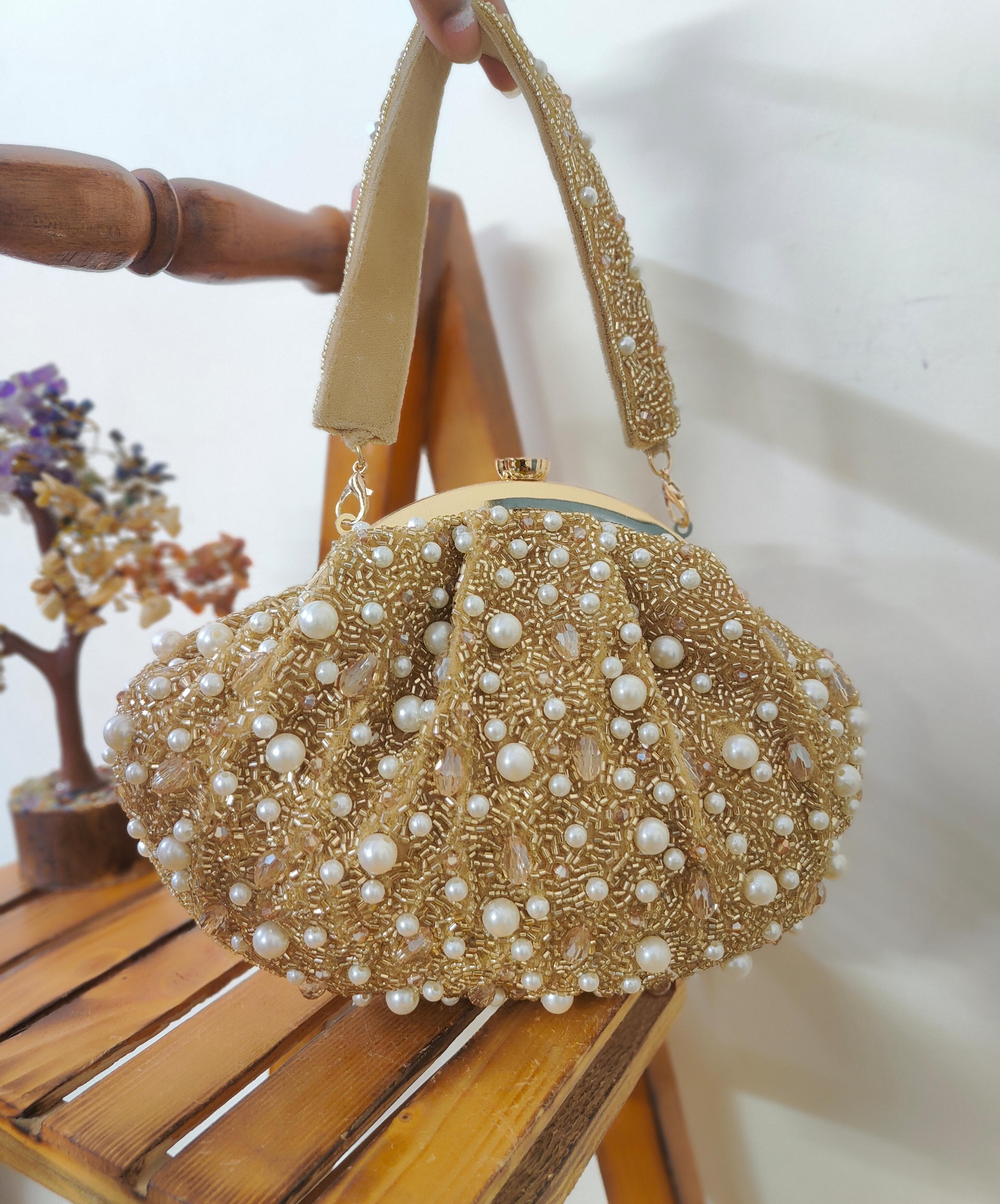 Golden Pearl Batua Bag
