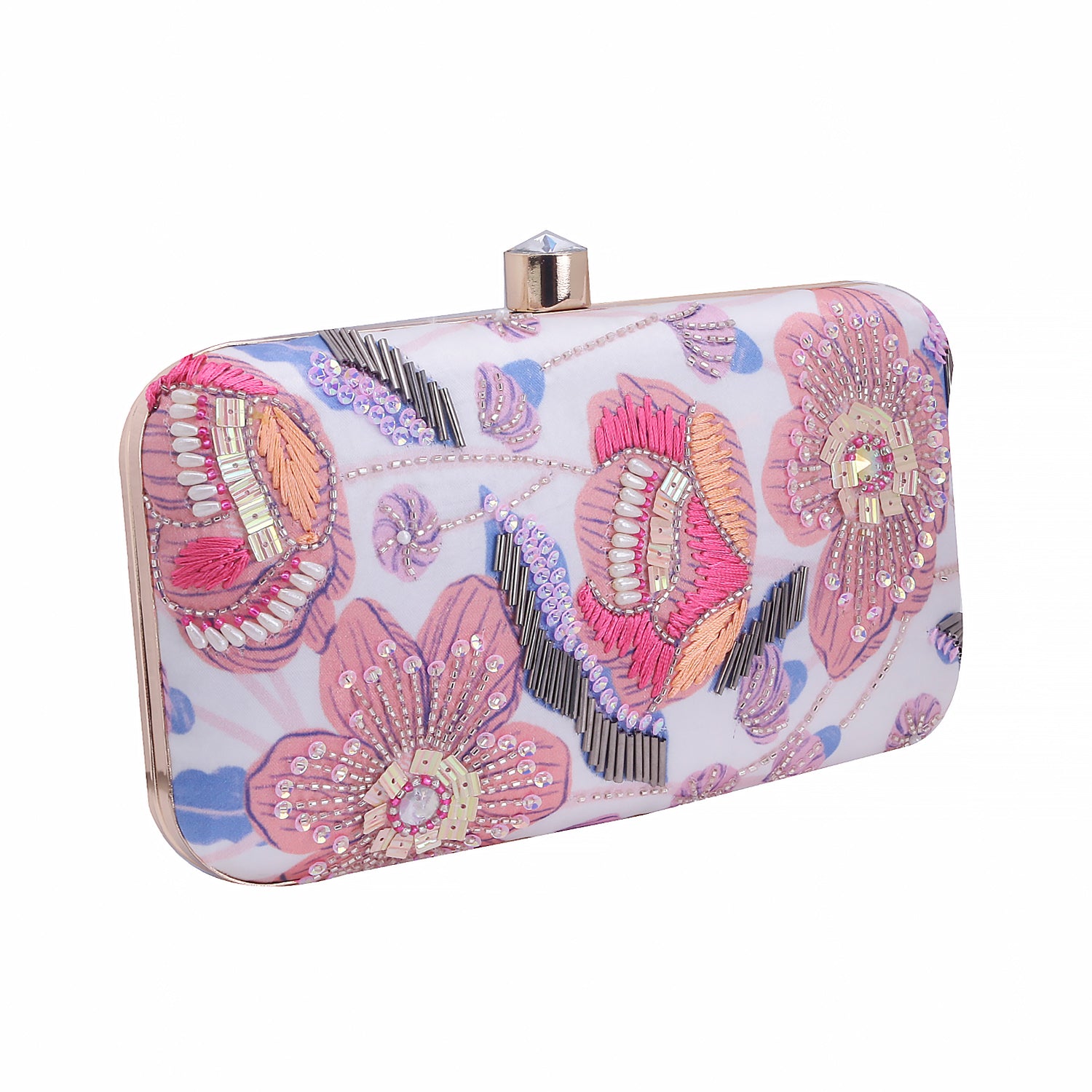 printed embroidered designer clutch