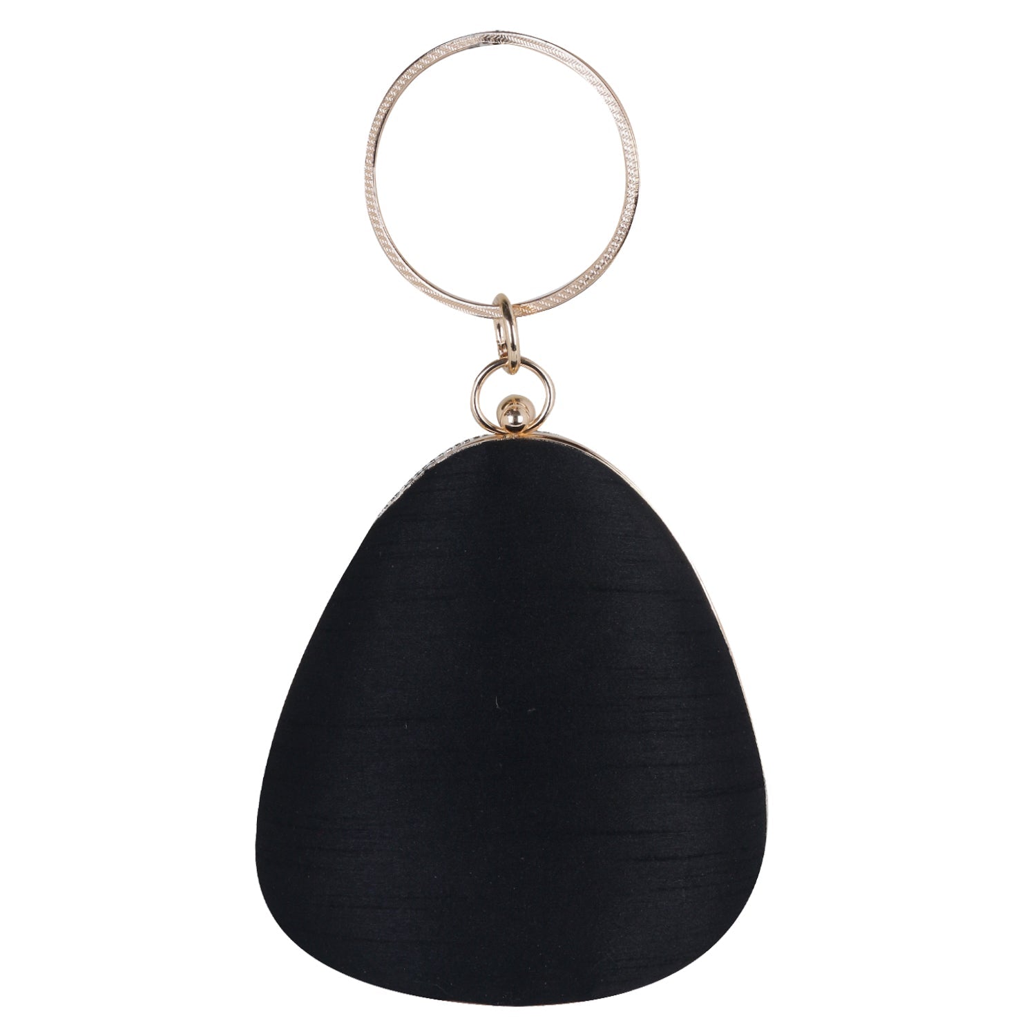 Exclusive Embroidered egg shape Designer black clutch