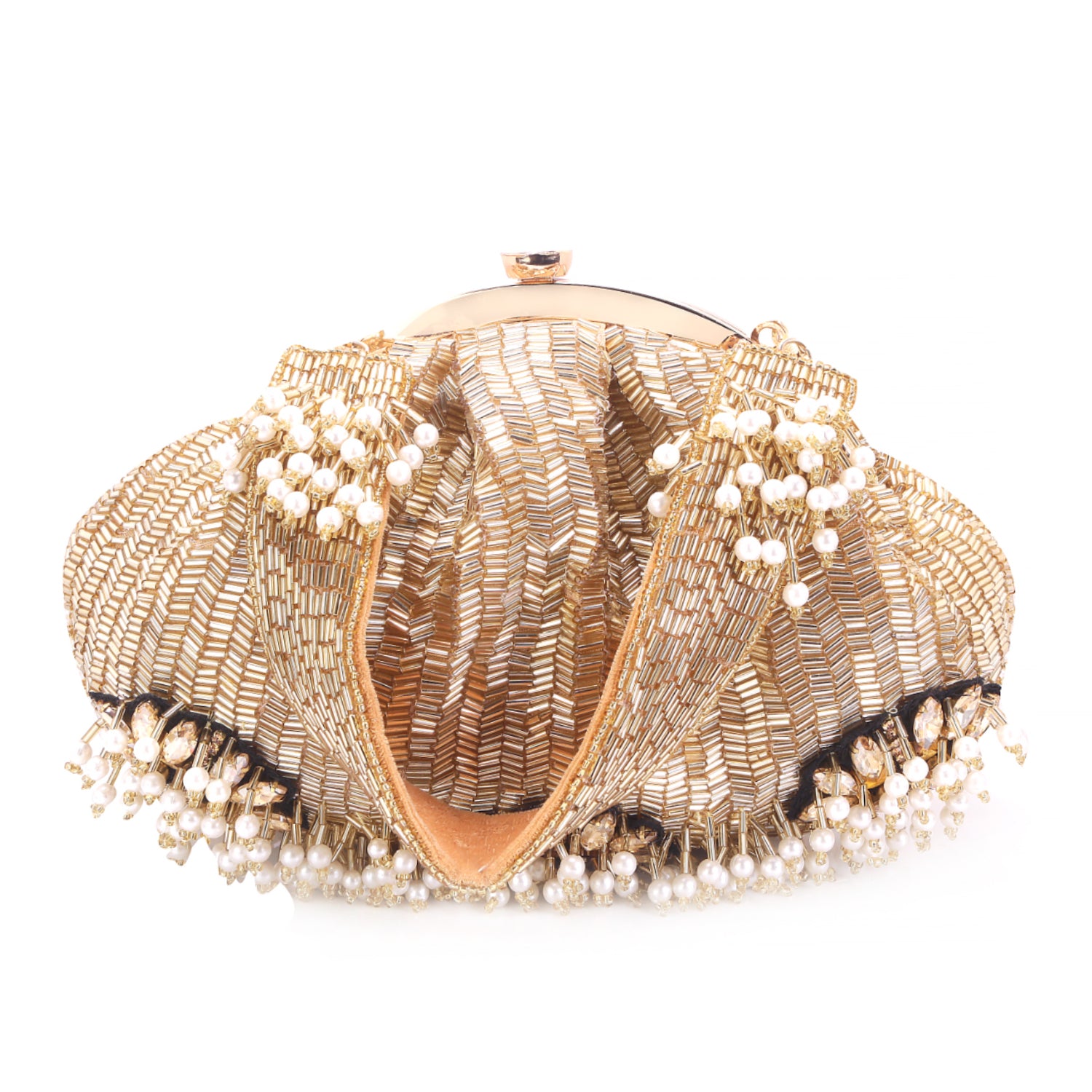 gold brooch designer batua clutch
