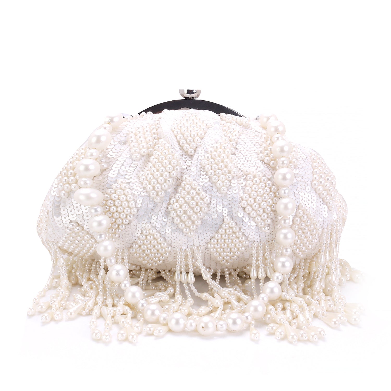 pearly tassel batua clutch