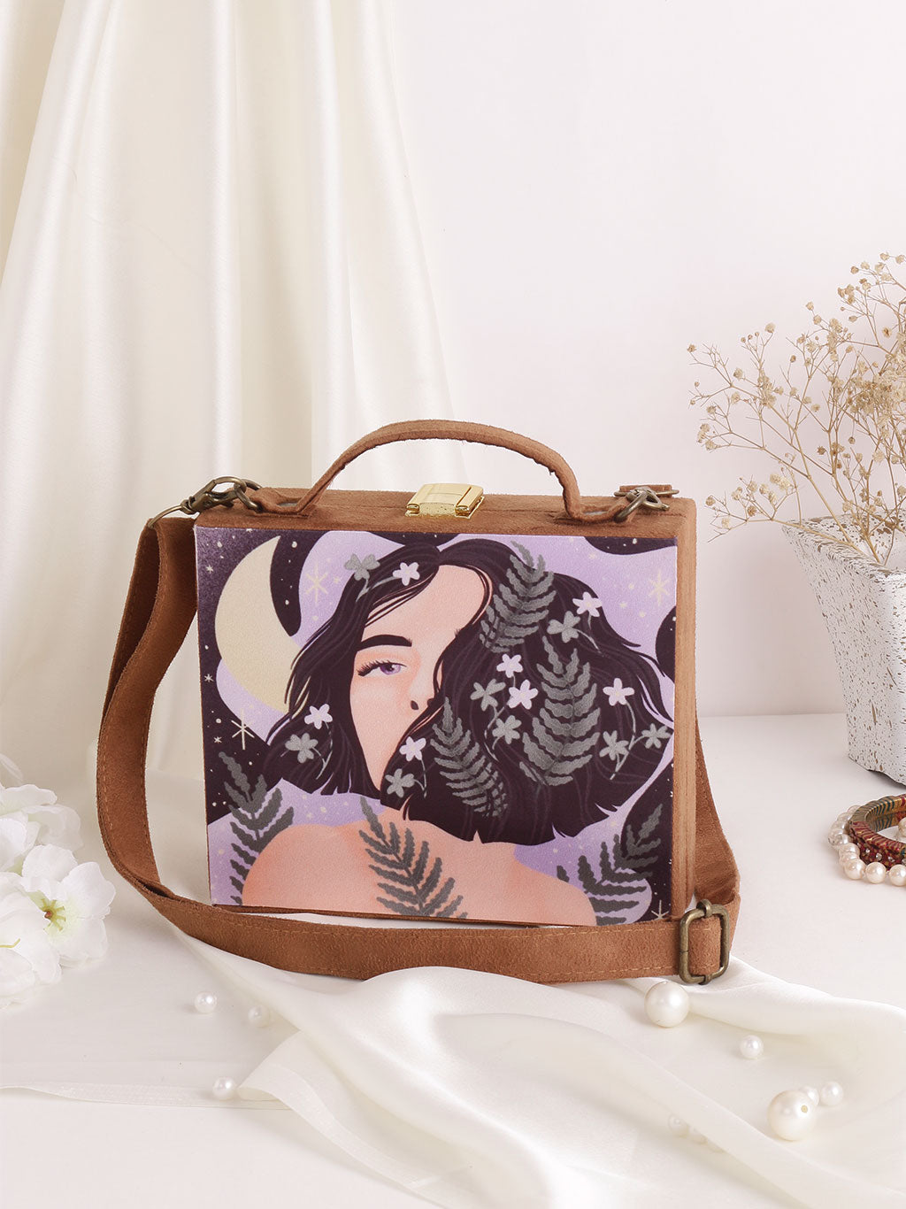 SWISNI MDF PRINTED SUITCASE CLUTCH BAG