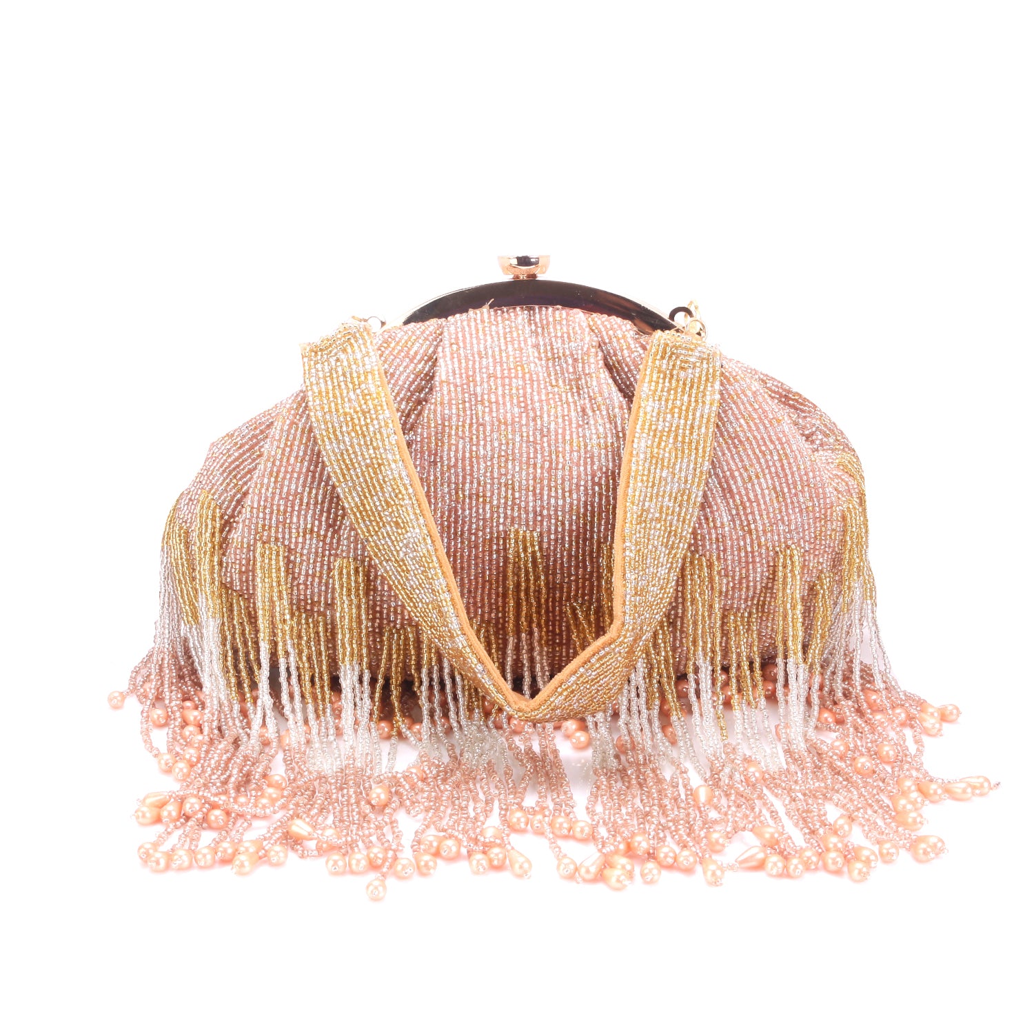 peachy tassel batua clutch
