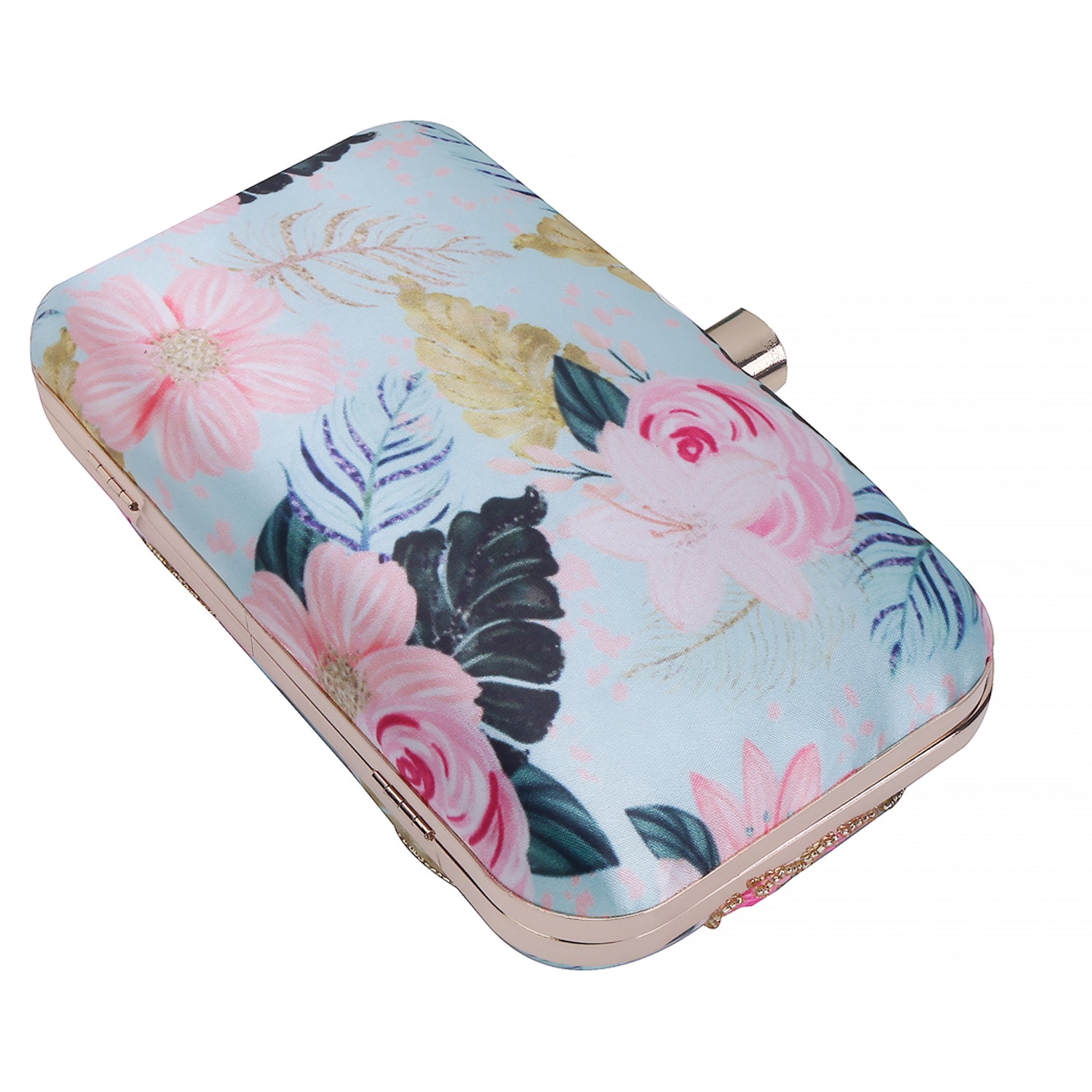 printed embroidery green clutch