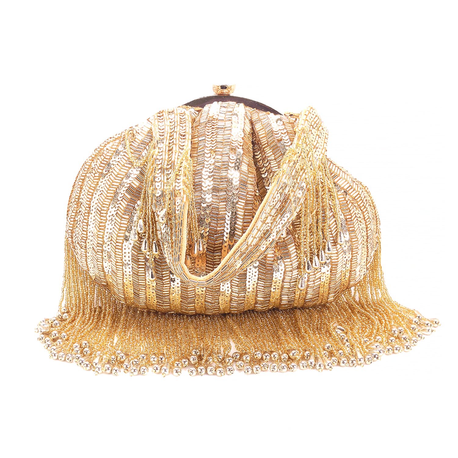 sequins tassel gold batua clutch