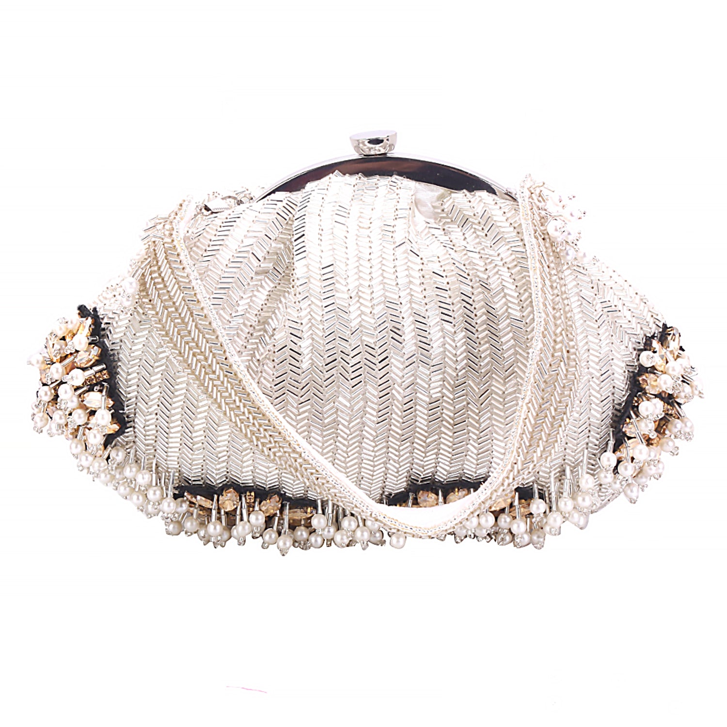 silver brooch design batua clutch