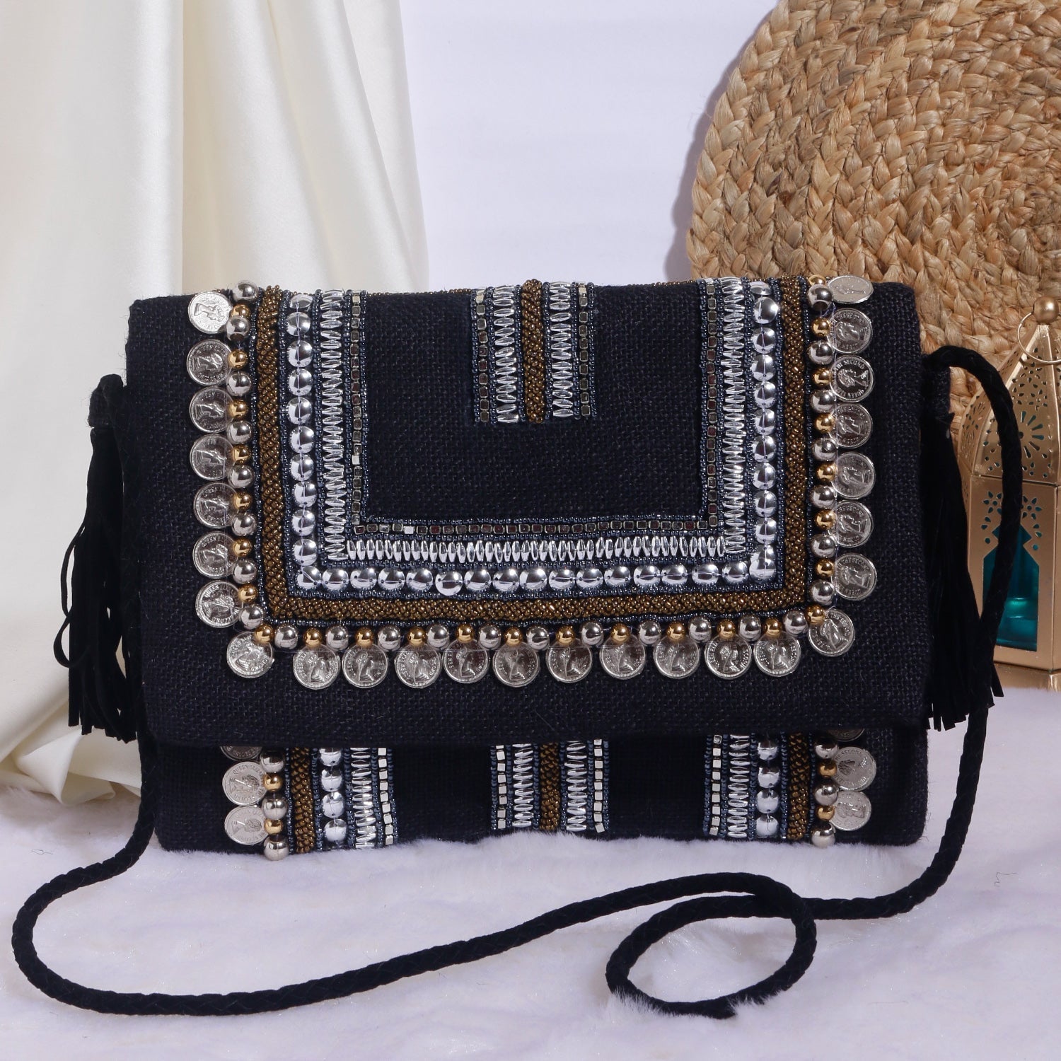 Swisni black banjara boho bag