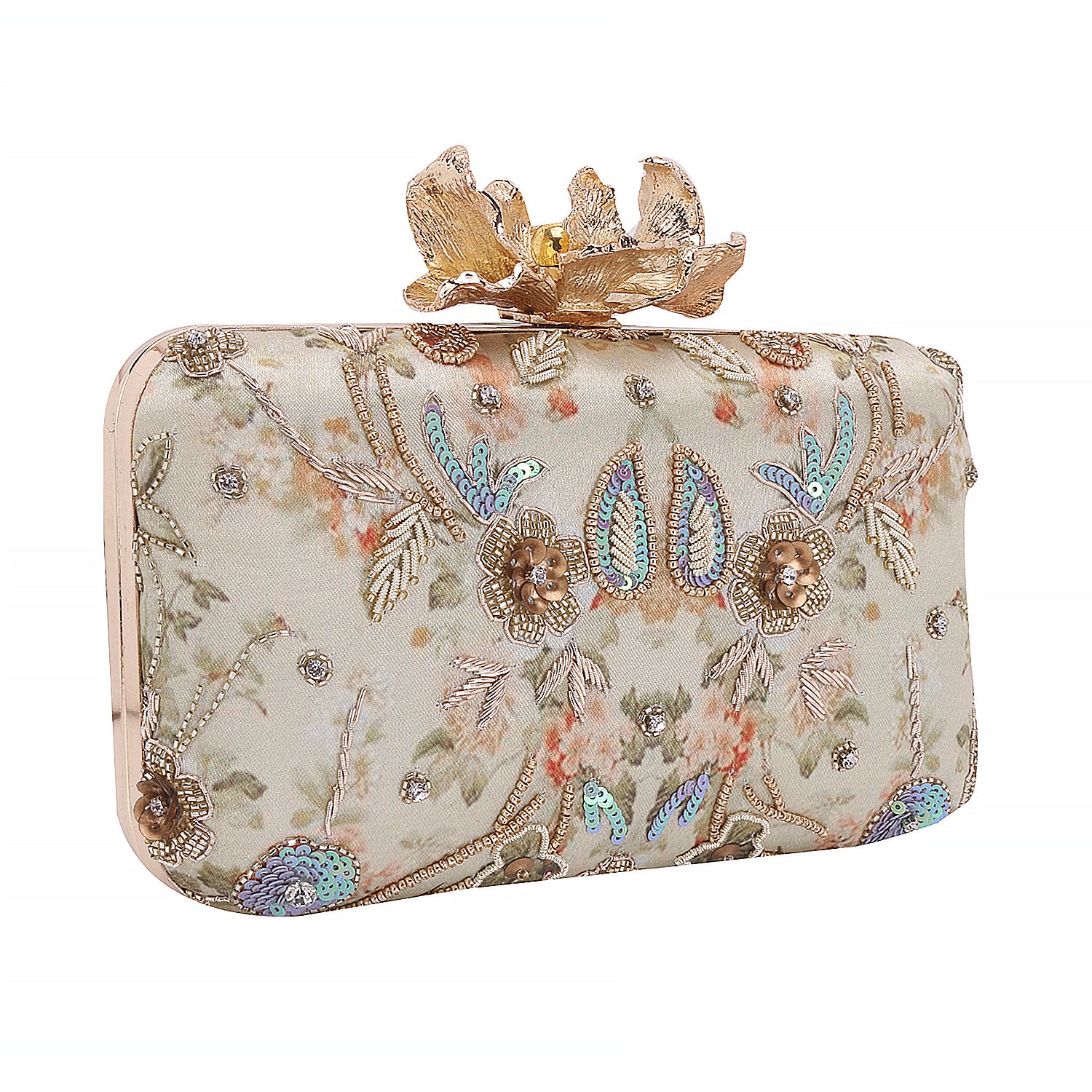 gorgeous handmade printed embroidery designer clutch