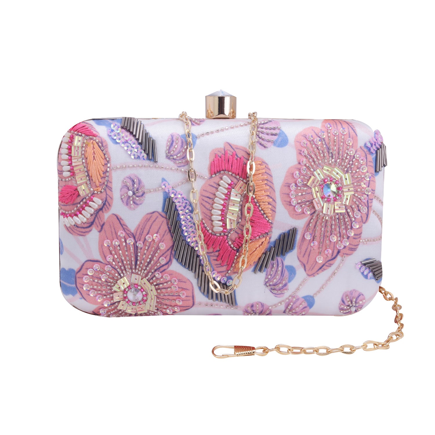 printed embroidered designer clutch