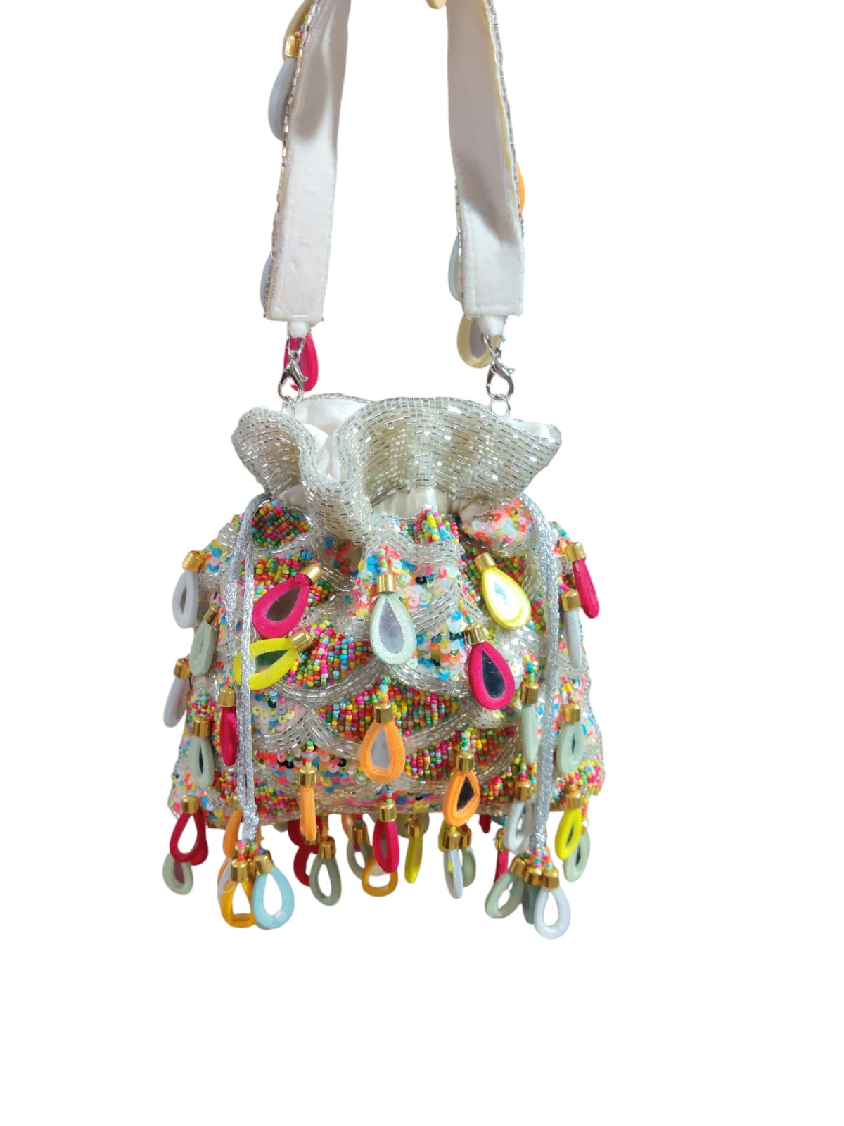 Silver Multi Mirror Potli