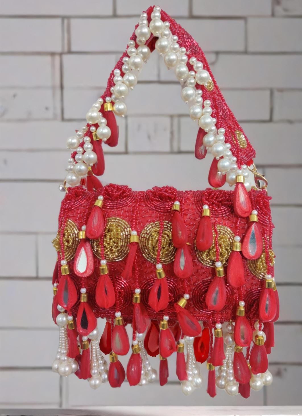 Red Mirror Flap Bag