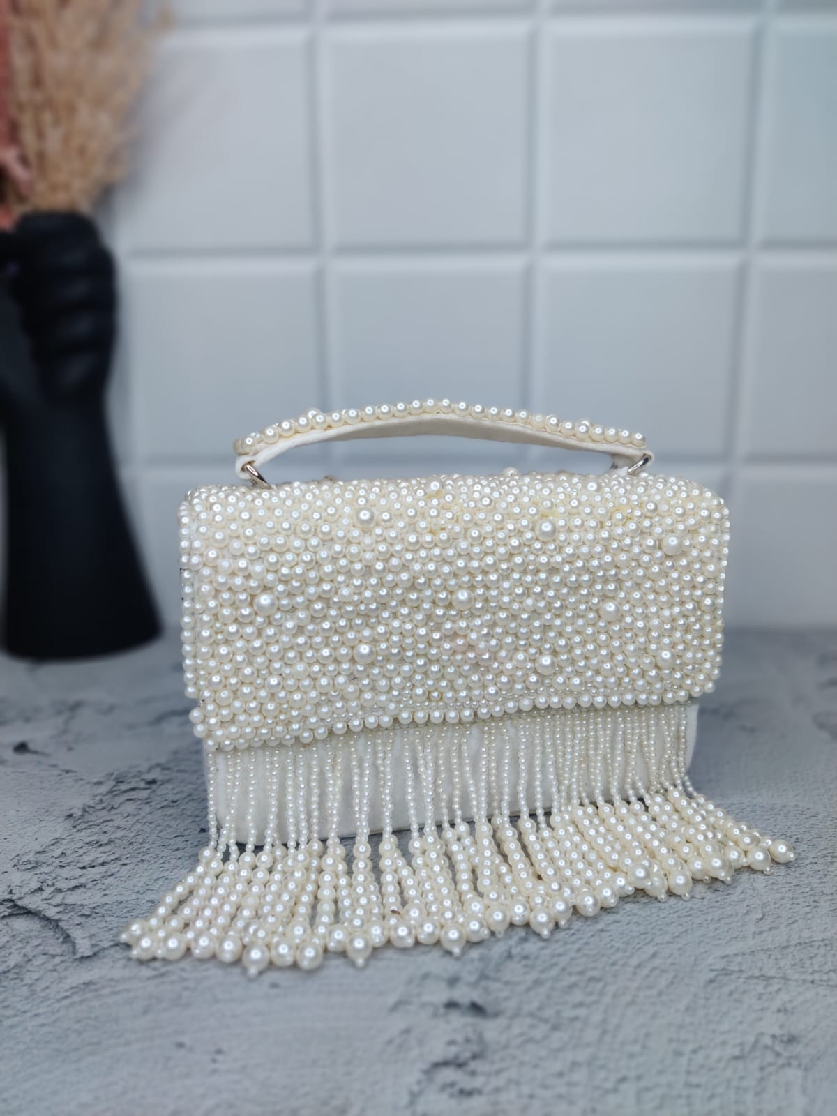 Pearl Embroidered MDF Flap Bag