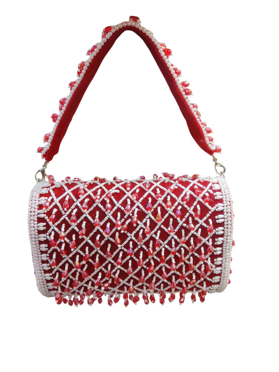 Red Crystal Drop Flap Bag