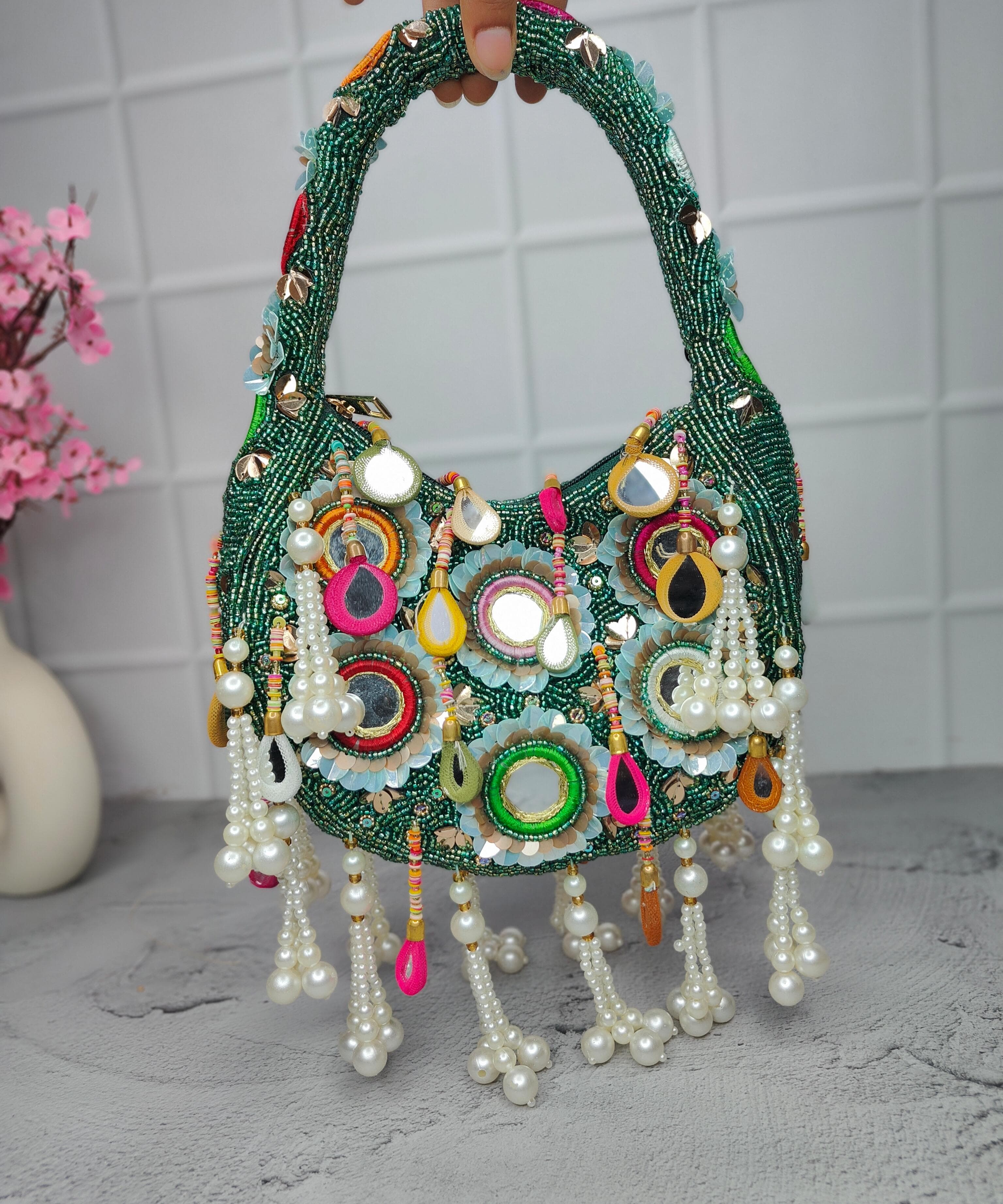 Swisni Green moon shape bag